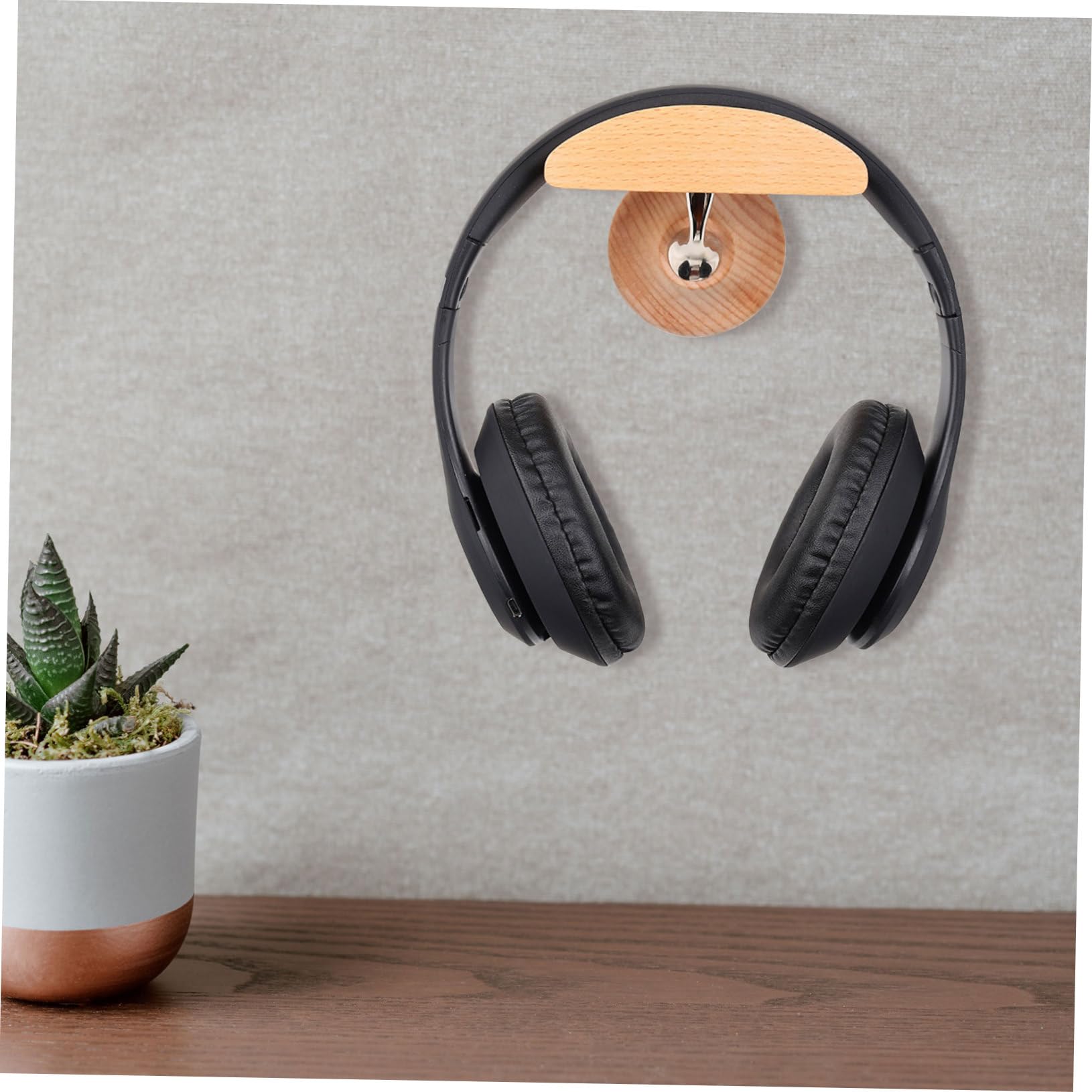 Angoily 3-Pack Solid Wood Headphone Stand with Clamp - Premium Headset Holder for Desk, Gaming Setup & School Use - Space-Saving Headphone Display Shelf for Home, Office & Studio Organization