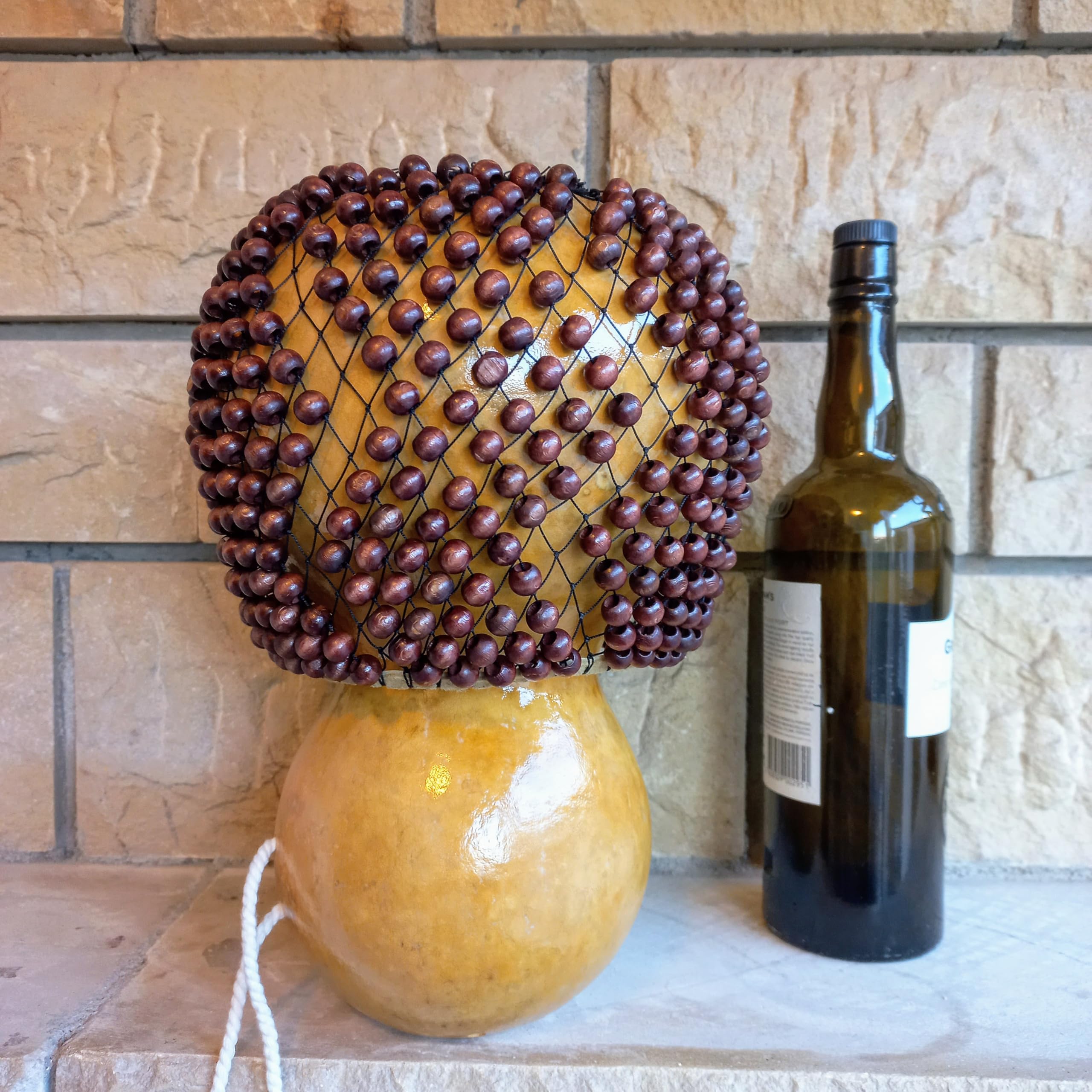 Brown Beaded Gourd Shekere Instrument - Authentic African Ewe Percussion & Latin Rhythm Shaker - Perfect Musician Gift for Birthdays, Performances & Music Therapy