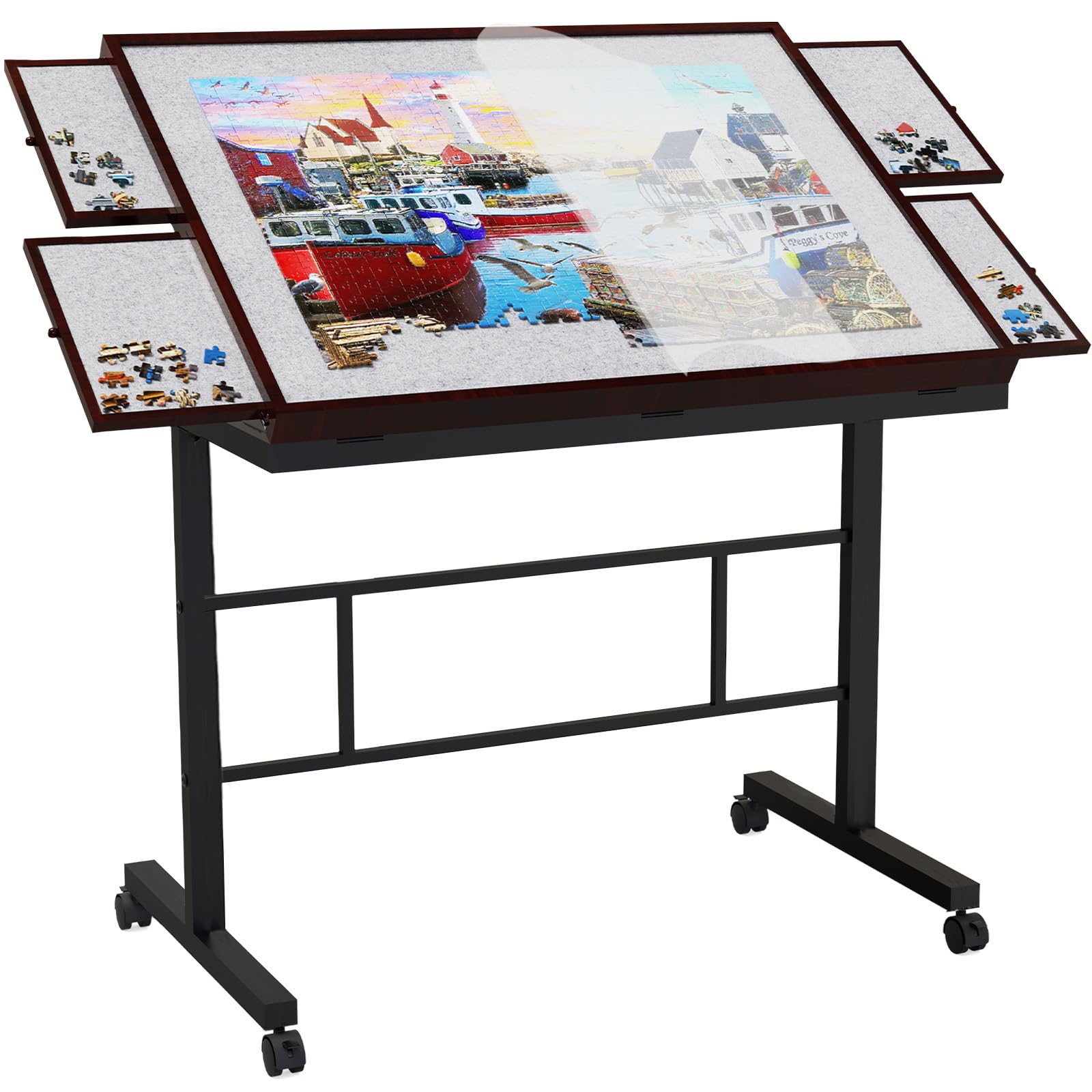 1500-Piece Adjustable Jigsaw Puzzle Table with 5 Angle Positions & Storage Drawers - Premium Puzzle Board for Adults - Perfect for Family Game Nights, Relaxation & Home Decor