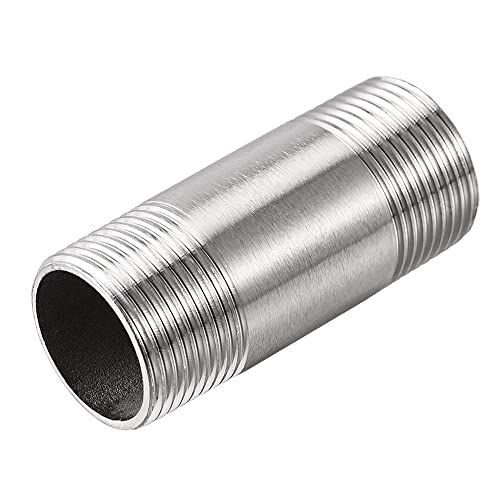 uxcell G3/4 Male to Male Stainless Steel Pipe Fitting, 50mm Length Cast Pipe Coupler - Ideal for Plumbing, Hydraulic Systems, and Industrial Applications