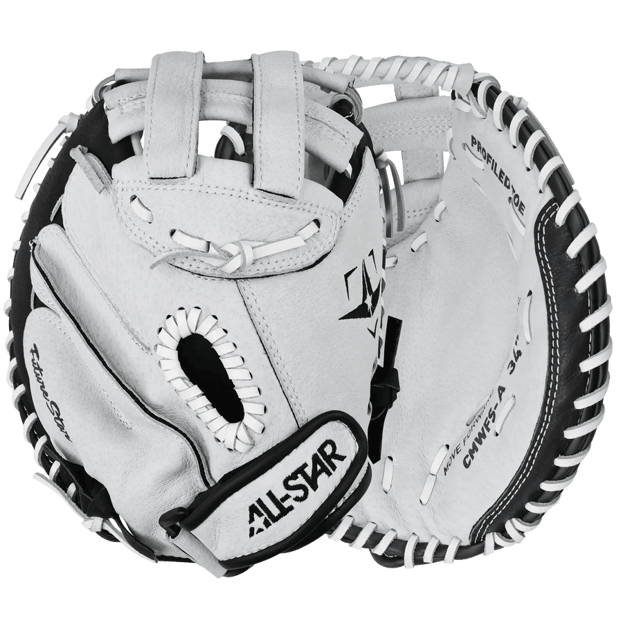 All Star Future Star Baseball Catching Mitt & Glove - White | Youth & Adult Baseball Training Equipment for Practice & Games