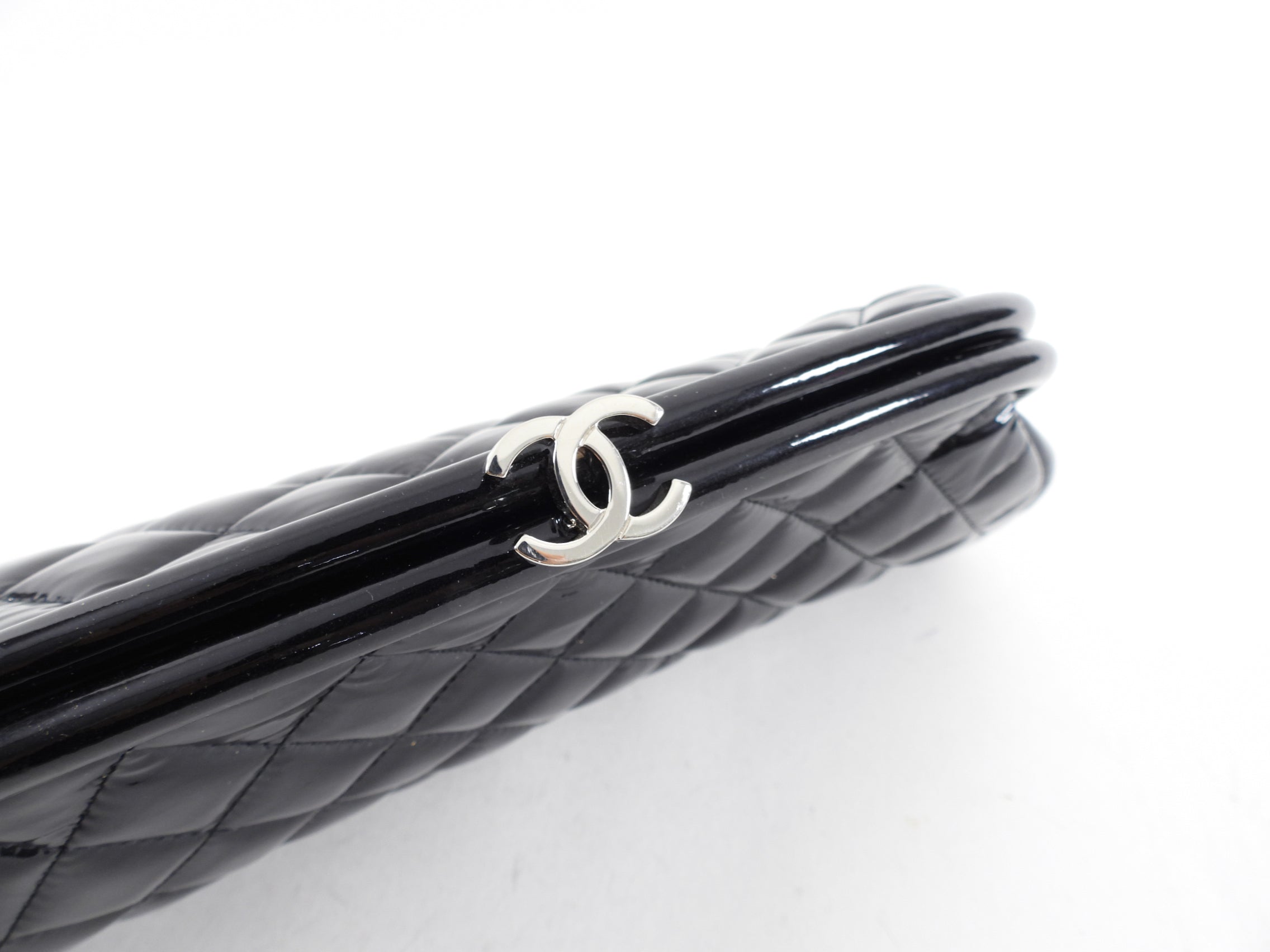 Chanel Black Patent Leather Timeless Quilted Clutch Bag for Women | Luxury Evening Clutch | Perfect for Parties, Weddings & Special Occasions