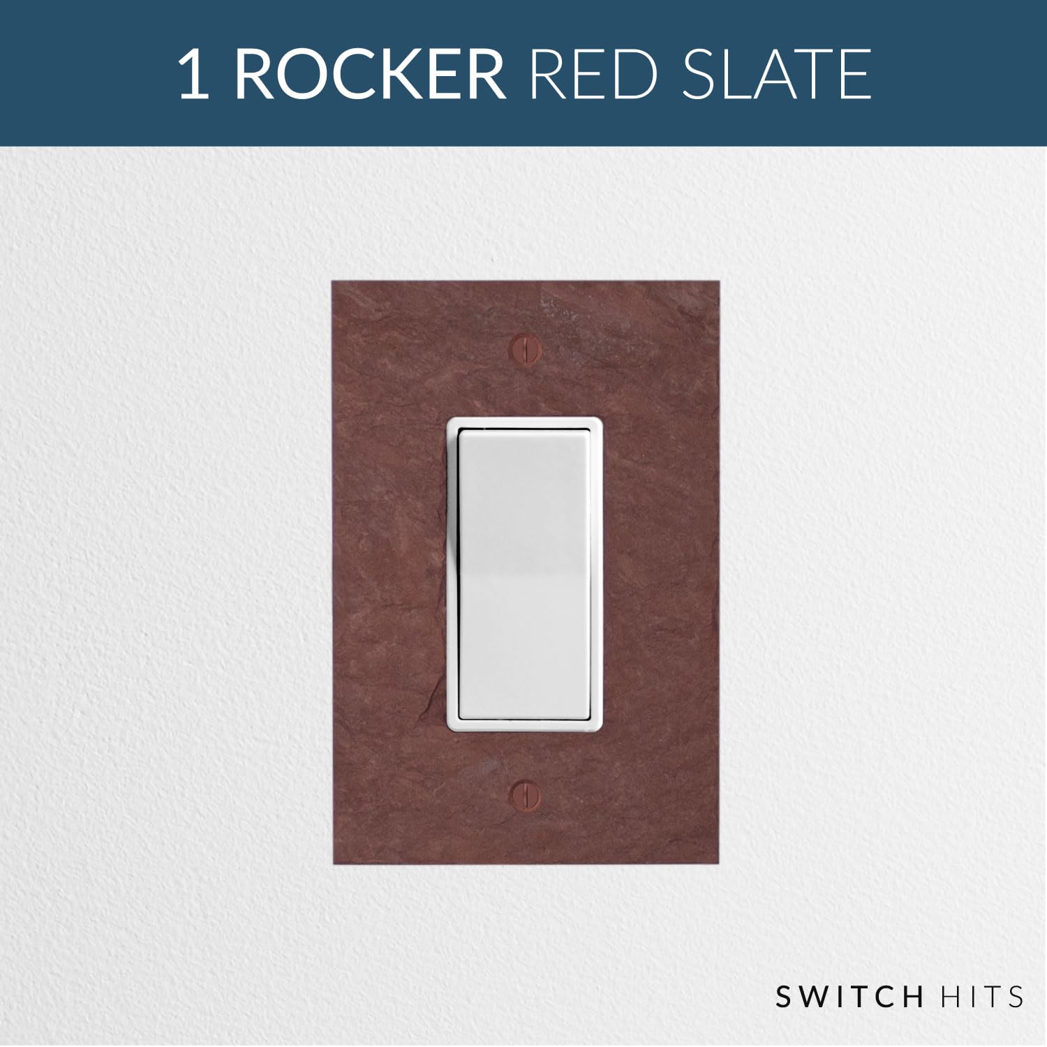 Vermont Slate Red Decorative Electrical Switch Plate Cover - 1 Gang GFCI Rocker Outlet Wall Plate (3.25