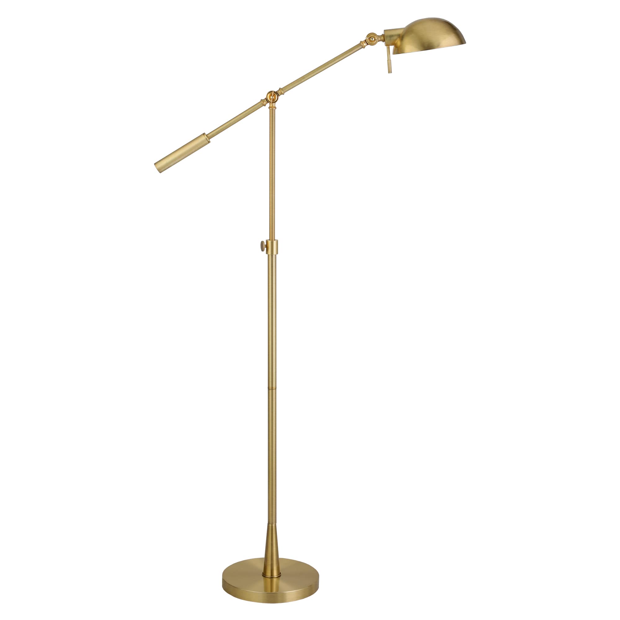 Henn&Hart Adjustable Floor Lamp with Brushed Brass Metal Shade - Height & Tilt Control for Living Room, Bedroom, Office - Modern Lighting for Reading, Working & Relaxing