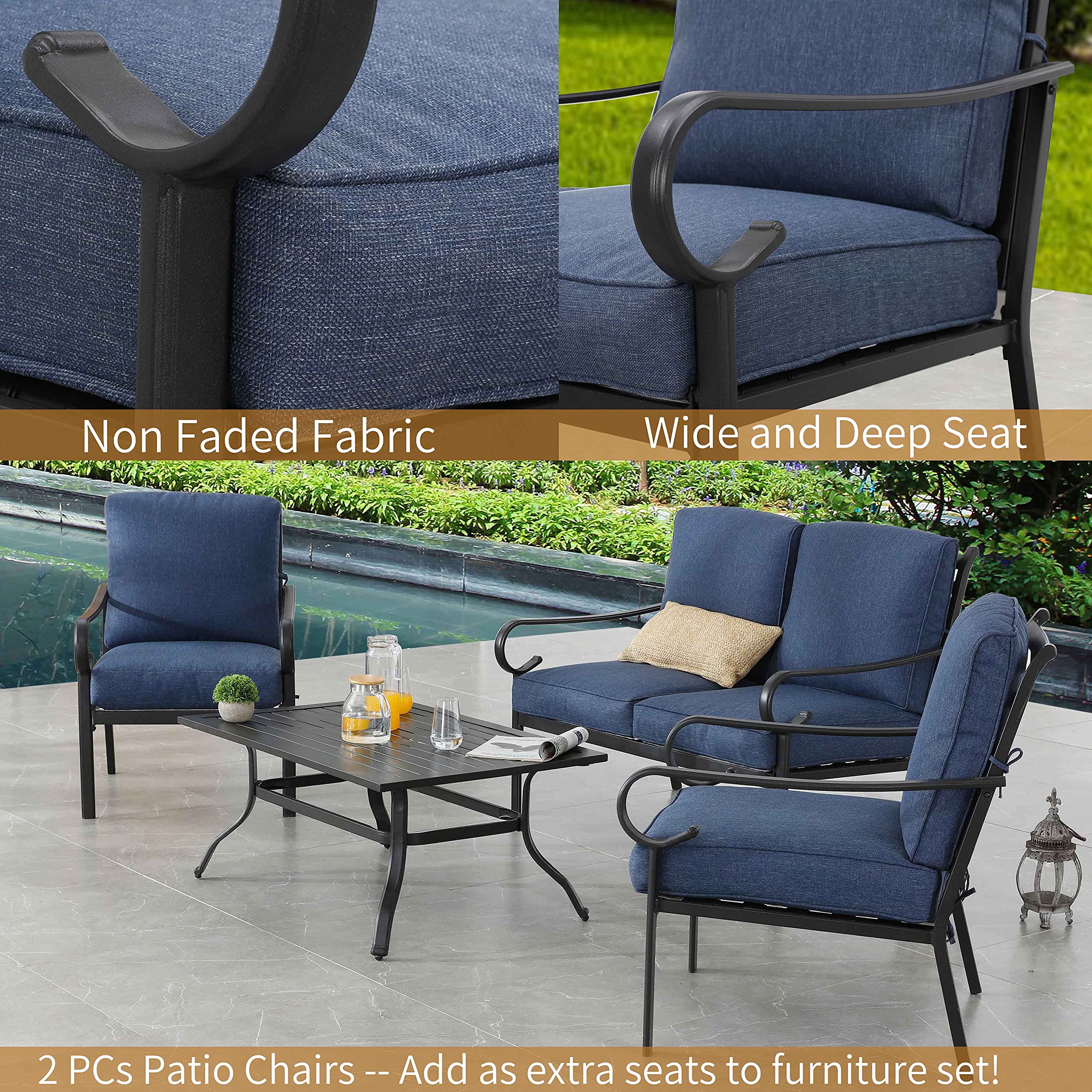 PatioFestival 2-Piece Outdoor Dining Chairs Set with 6.3 Inch Cushion - All-Weather Wicker Frame for Patio, Garden, Poolside & Backyard Relaxation