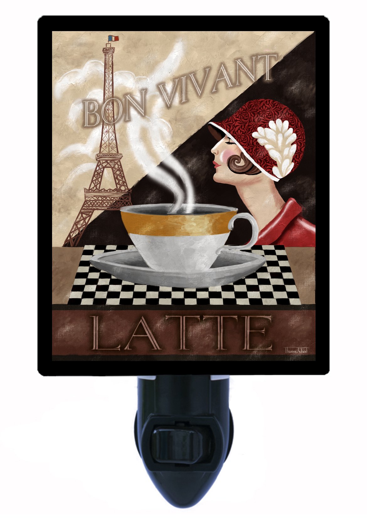 LED Night Light for Kitchen - Coffee & Bon Vivant Latte Theme with Eiffel Tower Design | Perfect for Bedroom, Nursery, or Home Decor