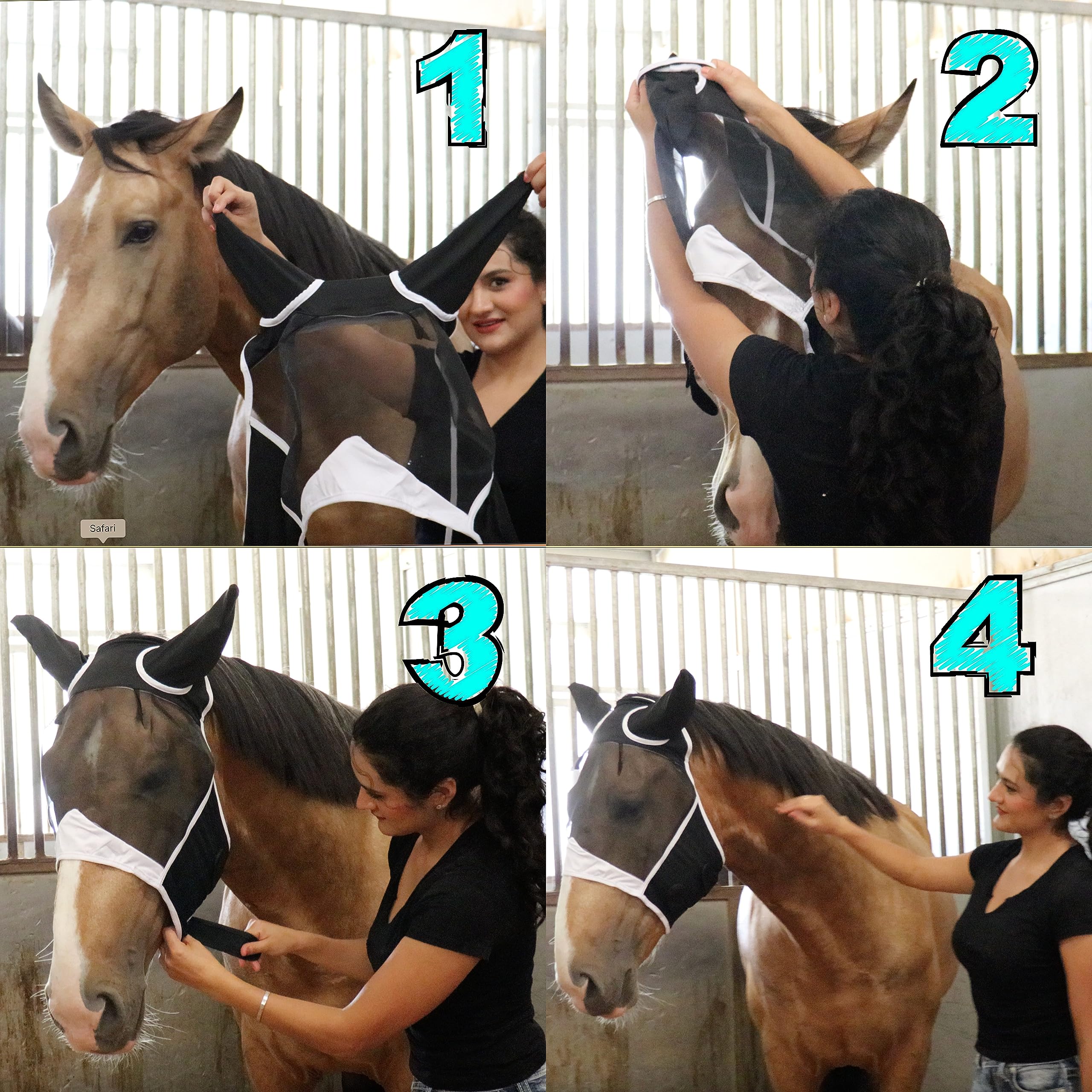UV Fly Mask for Horses - Breathable Lycra with Ears & Velcro | Stable & Riding Protection