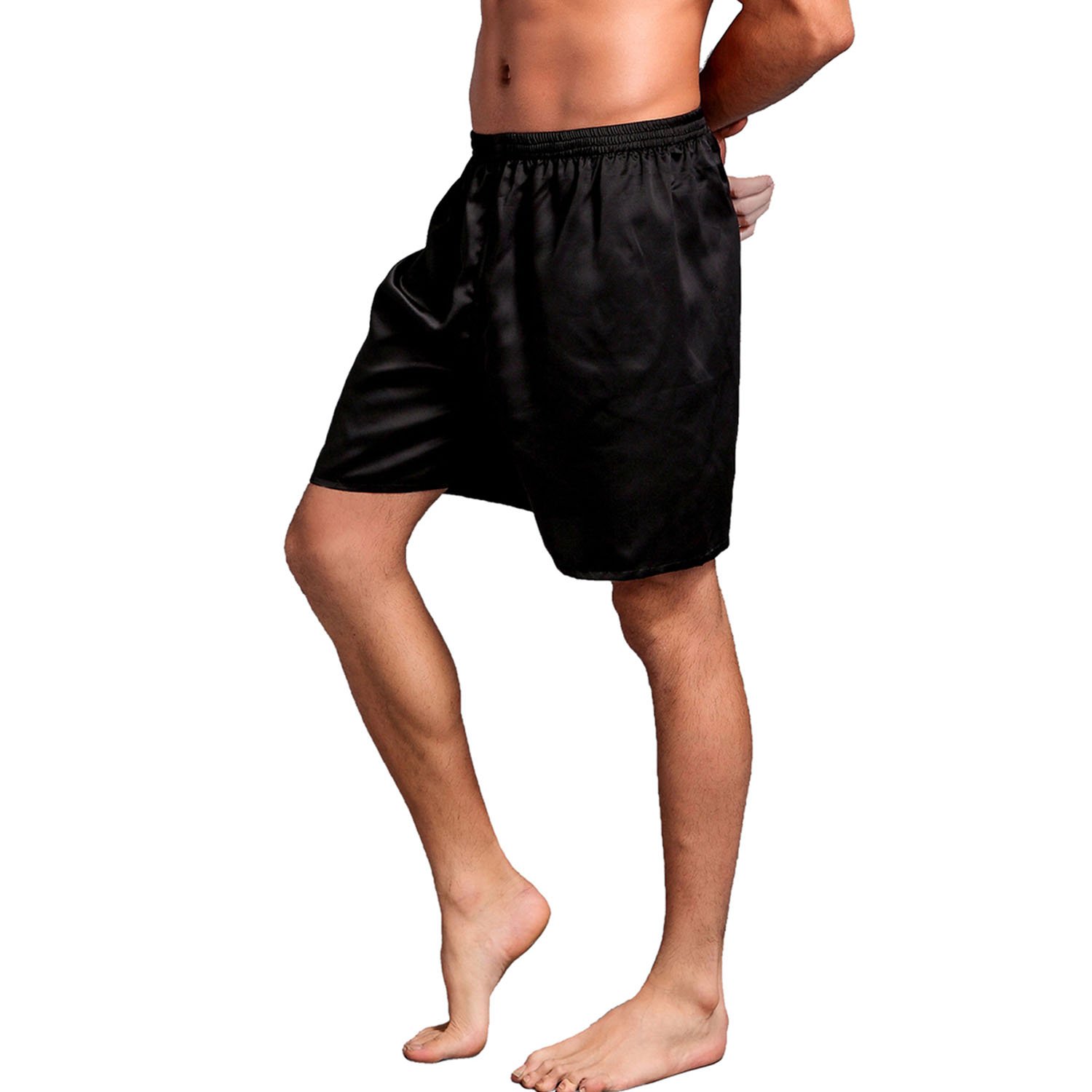 Men's Satin Boxer Shorts - Soft Silky Sleepwear & Lounge Pants - Comfortable for Home, Travel & Beach Vacation
