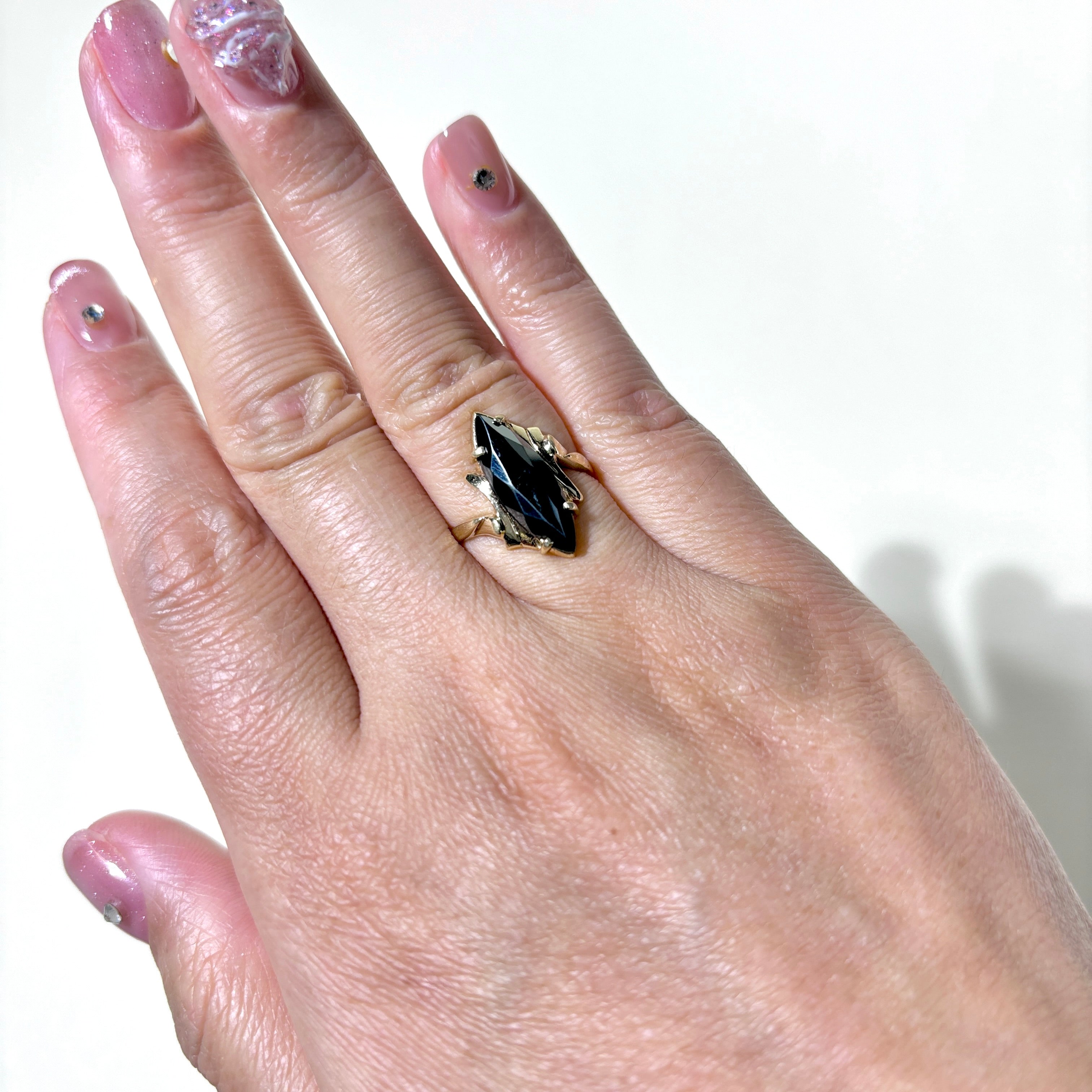 10K Yellow Gold Hematite Ring for Women | 2.09ct Genuine Hematite Stone | Size 6.25 | Elegant Stackable Ring for Everyday Wear, Gift for Her, Anniversary or Birthday Present