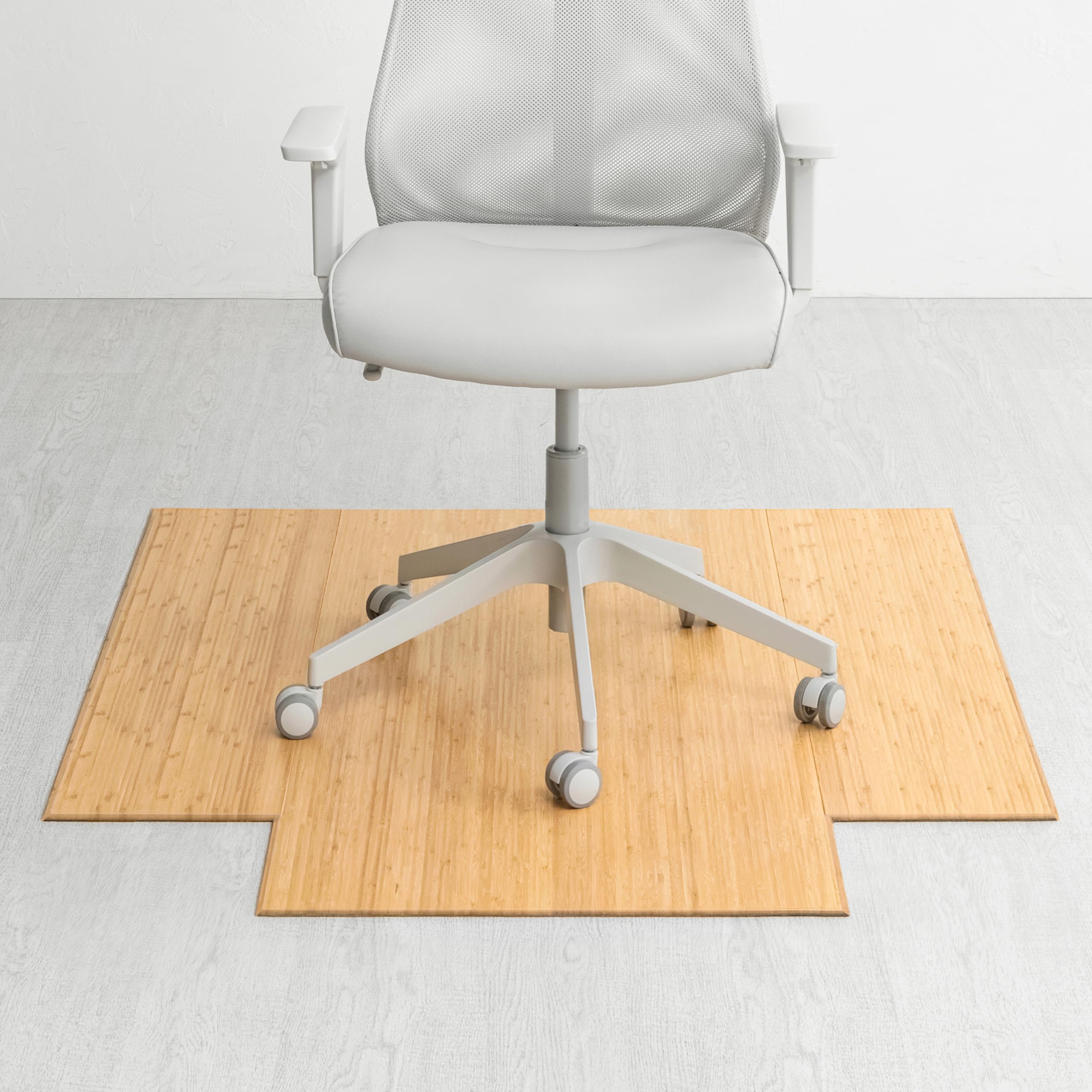 Premium Bamboo Chair Mat for Hardwood Floors - 12mm Thick, Anti-Slip & Heavy Duty - Office & Home Floor Protector for Desks, Workstations & Gaming Setups