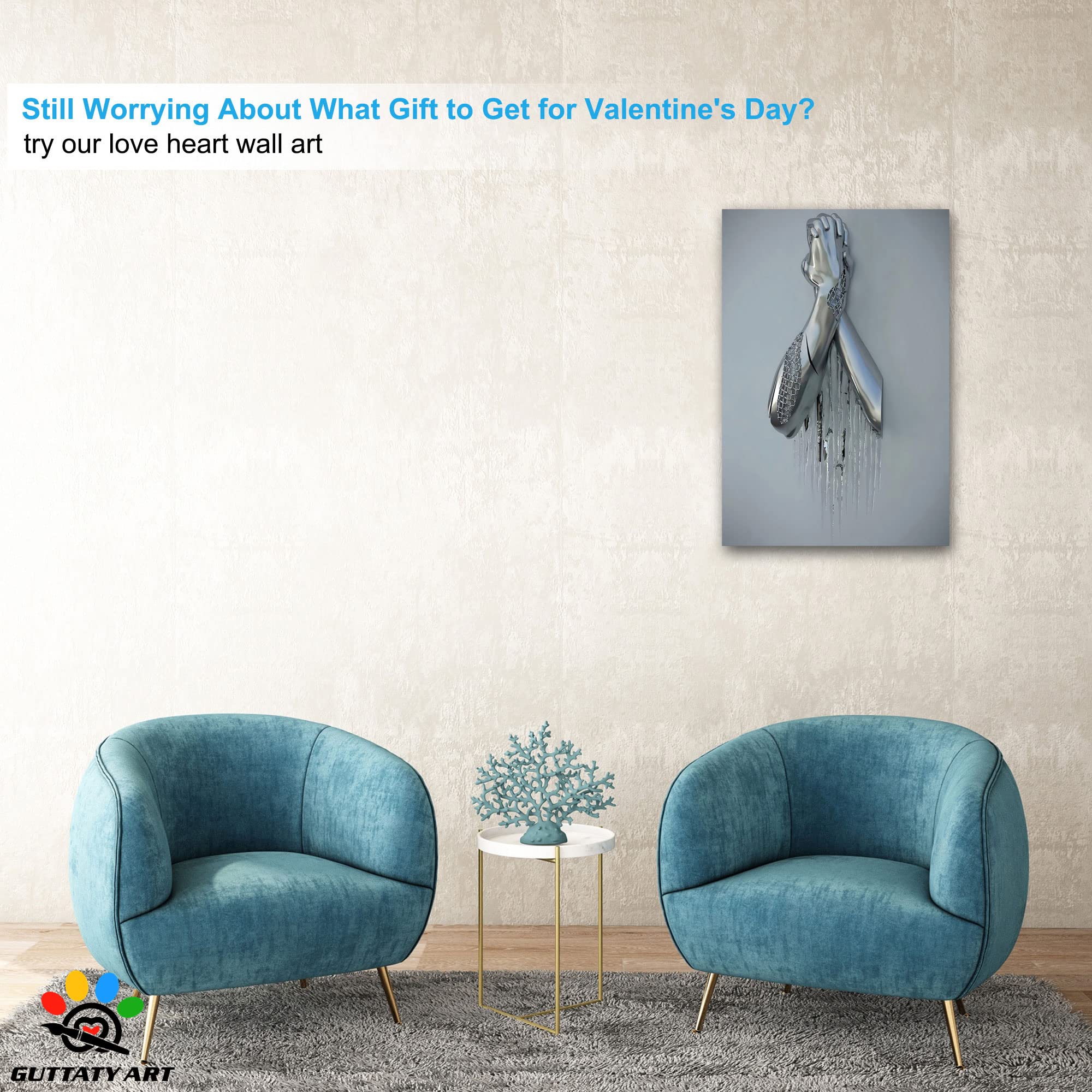 3D Metal Effect Silver Handshake Canvas Wall Art - Modern Framed Wall Decor for Bedroom & Living Room - Valentine's Day Gift for Couples - 24x36 Inches - Perfect for Home Office, Wedding Anniversary & Housewarming Gifts