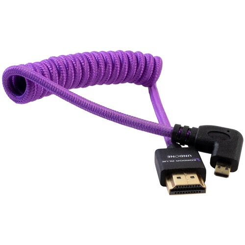 Kondor Blue Gerald Undone Braided Coiled High-Speed Right Angle Micro HDMI to HDMI Cable for Canon R5 & R6 Cameras (Limited Purple Edition, 12 to 24 inches) - Perfect for 4K Video Recording, Live Streaming & Professional Photography