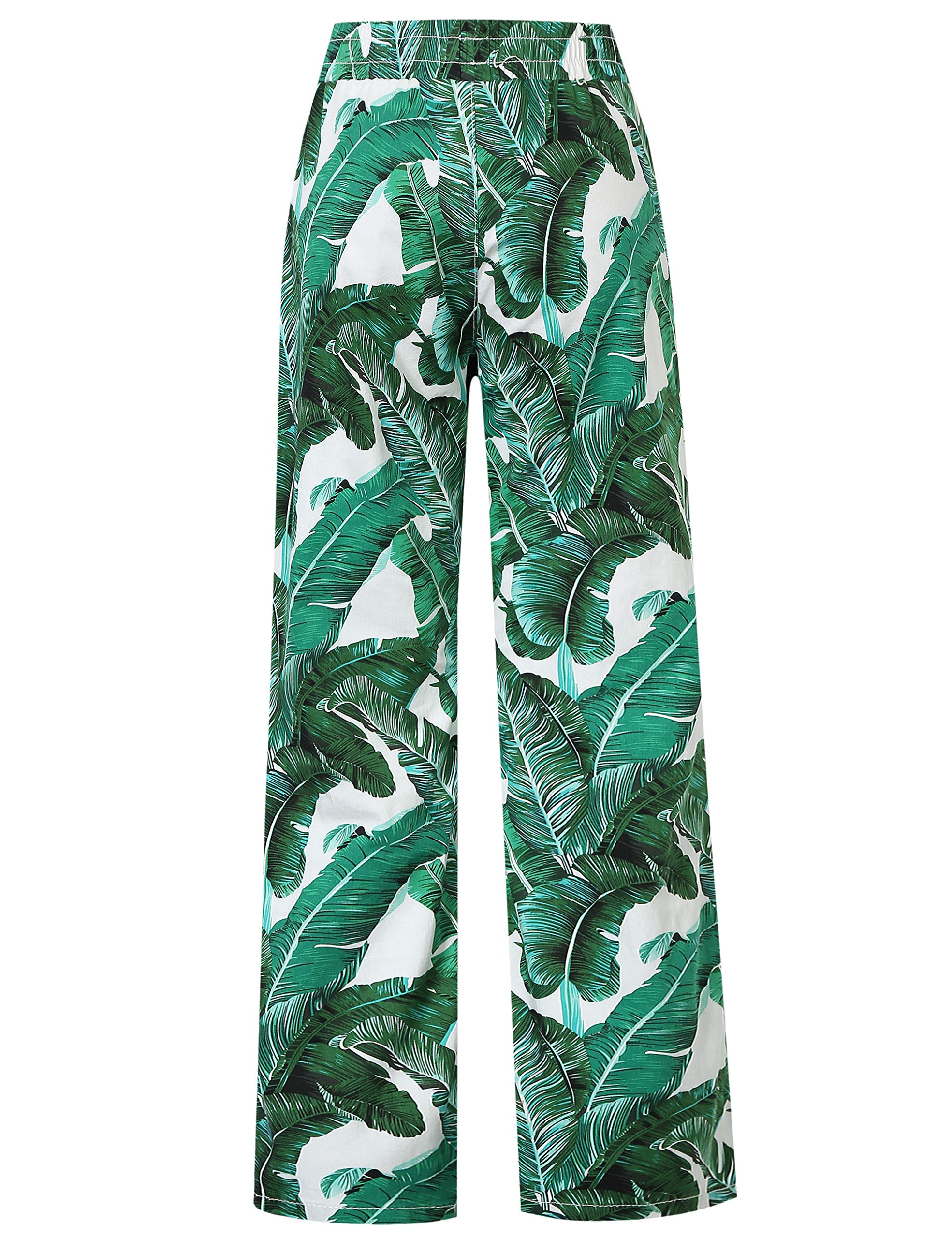 SSLR Women's Lounge Pants - Soft Floral Hibiscus Print Wide Leg Palazzo Pants for Women | Comfortable Elastic Waist Casual Pajama Pants for Yoga, Home, Sleep & Relaxation