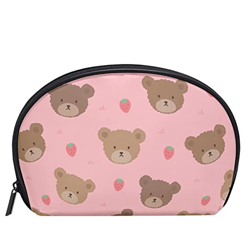 Women's Small Teddy Bear Makeup Bag - Cute Cosmetic Pouch with Compartment for Purse, Travel & Daily Organizer | Perfect for Toiletries, Jewelry & Accessories