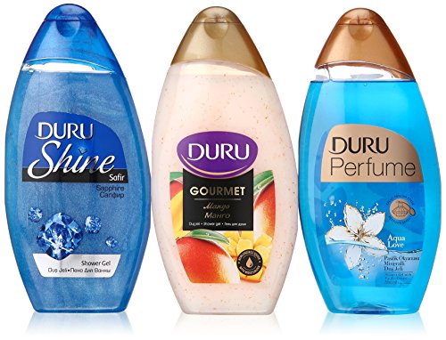 Duru 3-Piece Shower Gel Variety Pack - Sapphire, Mango Ice Cream & Aqua Love Scents | Hydrating Body Wash Gift Set for Women & Men | Perfect for Daily Use, Travel & Spa Days