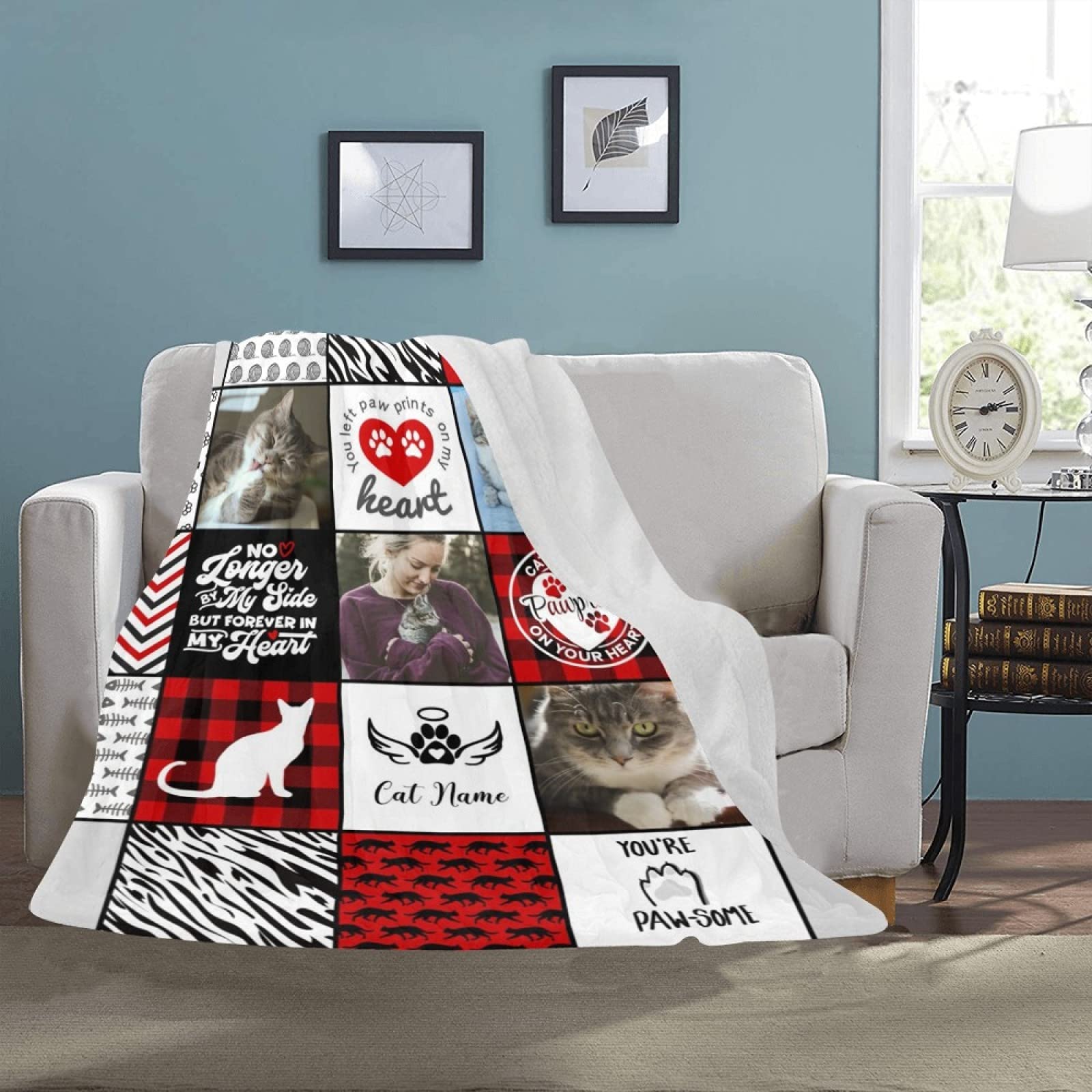 Personalized Cat Memorial Blanket - Custom Photo Sympathy Gift for Cat Loss | 40x50 Inch Pet Keepsake Blanket | Comforting Gift for Grieving Cat Owners & Cat Moms | Perfect for Memorial Services, Pet Loss Support & Home Remembrance