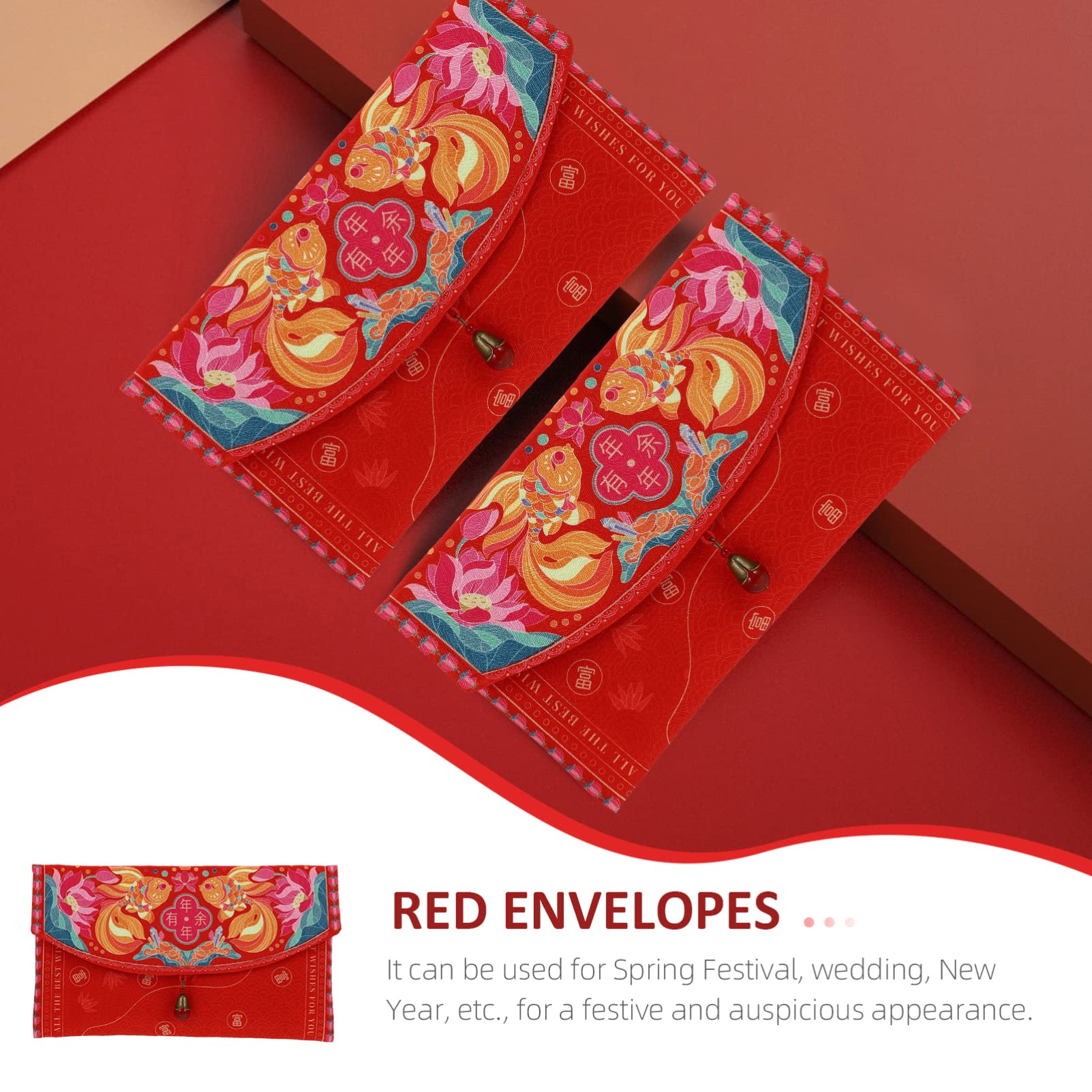VALICLUD Chinese New Year Red Envelopes - 2022 Hongbao Money Gift Packets, Traditional Twill Satin Red Packets for Lunar New Year Gifts, Kids & Adults - Perfect for Chinese New Year Celebrations, Birthday Gifts and Wedding Blessings