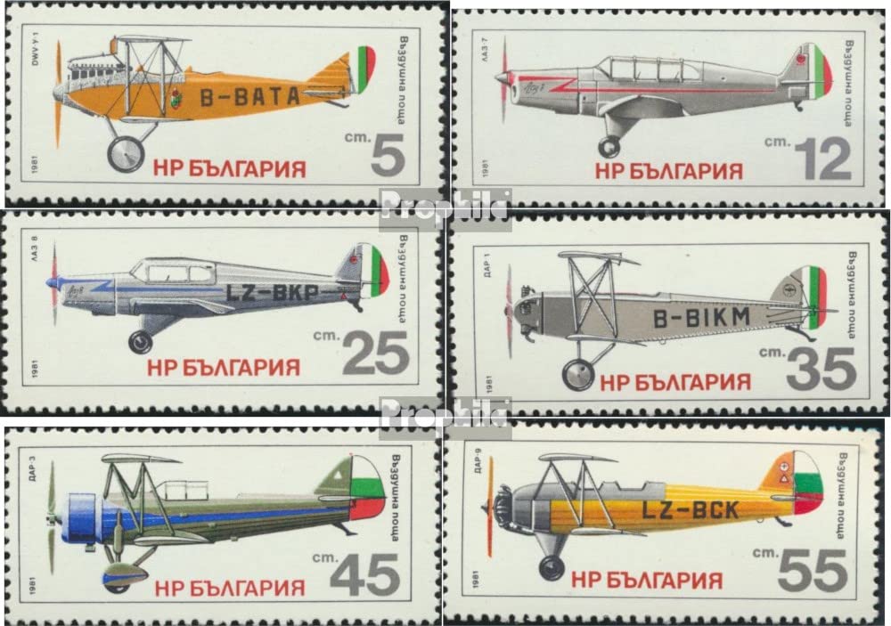 1981 Bulgaria Aircraft History Stamps - Collectors Aviation Souvenirs for Enthusiasts