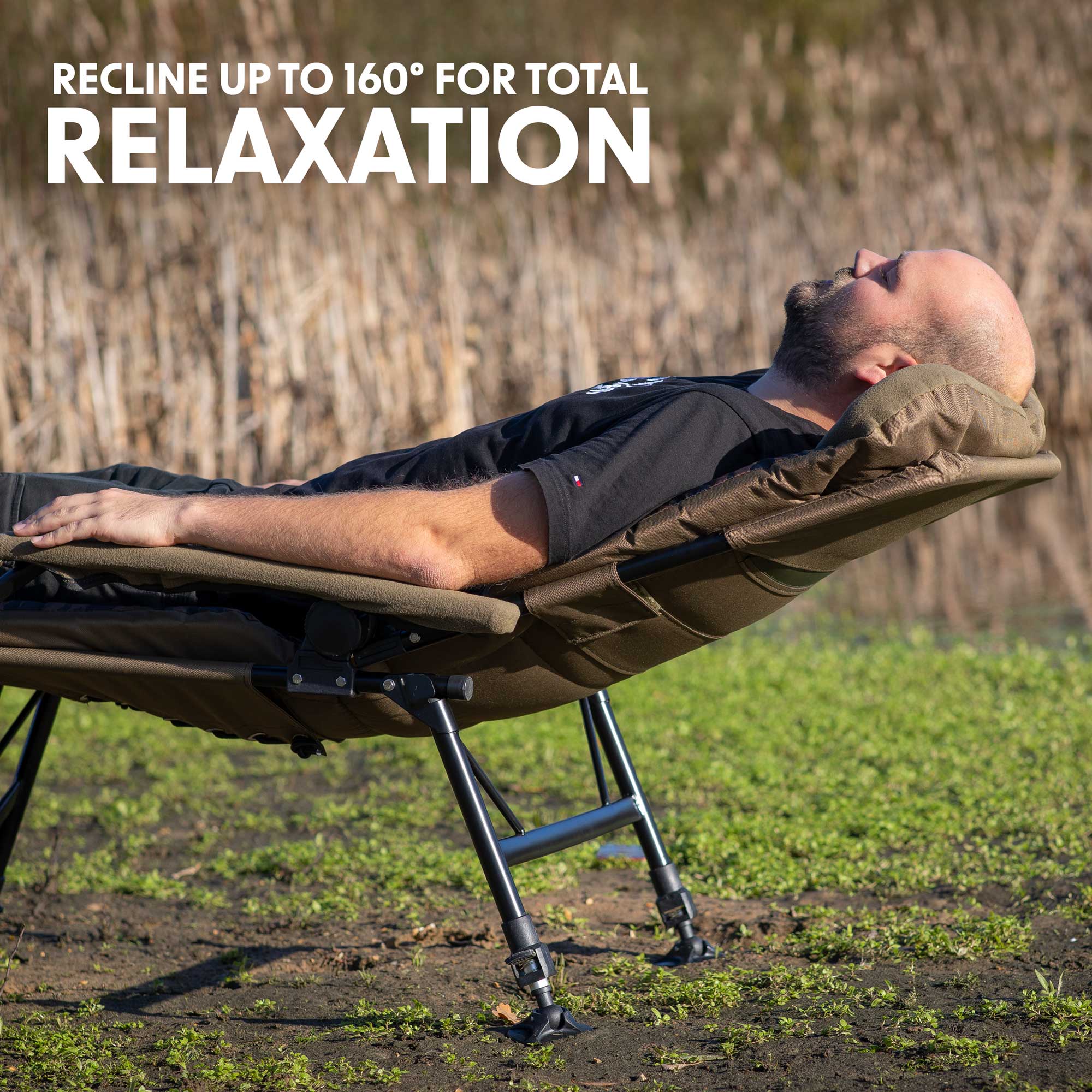 Premium Portable Fishing Chair with Reclining Backrest, Padded Armrests & Adjustable Rotating Feet - DL73 - Perfect for Camping, Beach, Backyard & Outdoor Relaxation