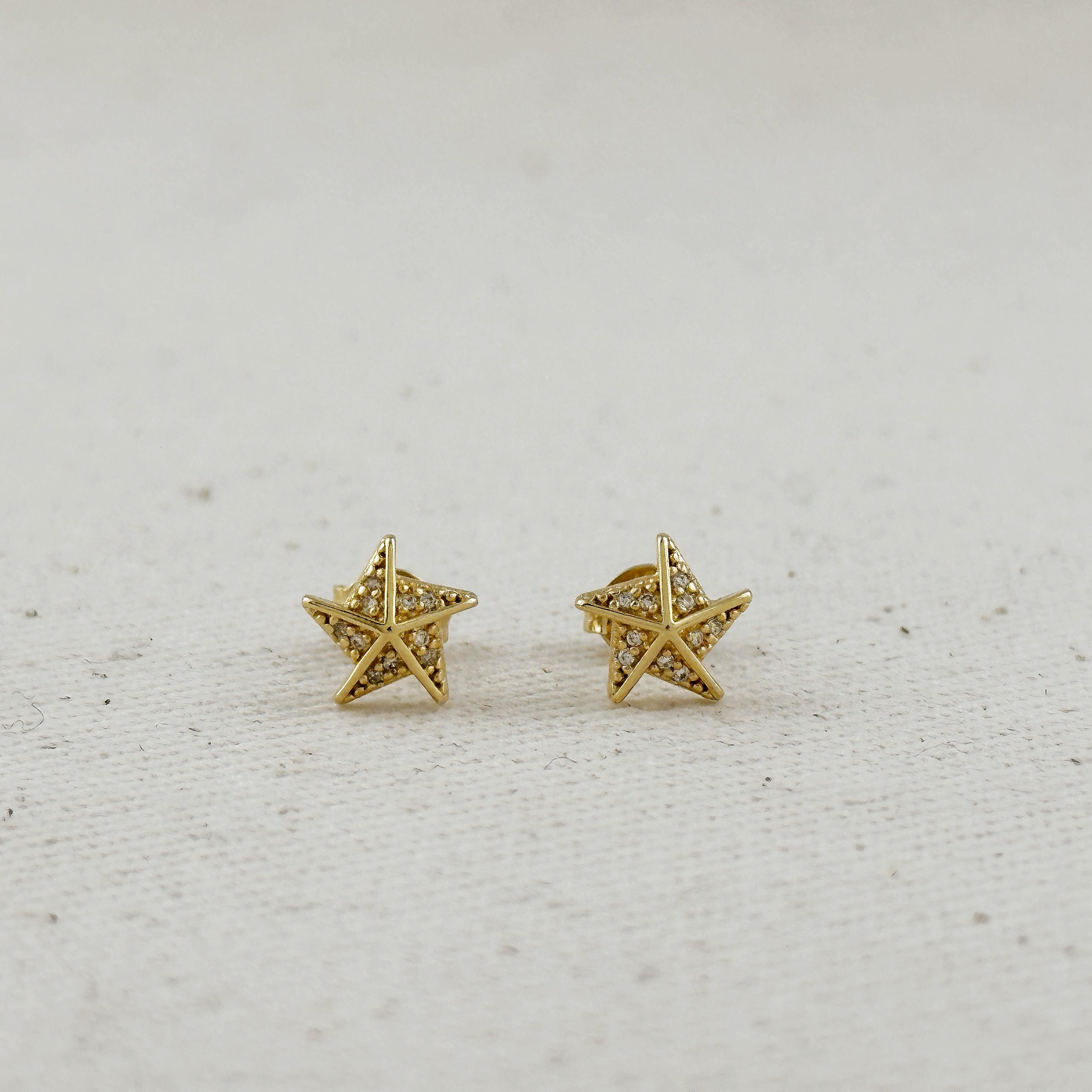 18K Gold Filled Stella a Mulinello Cubic Zirconia Stud Earrings - Elegant Gift for Women, Perfect for Weddings, Parties & Daily Wear