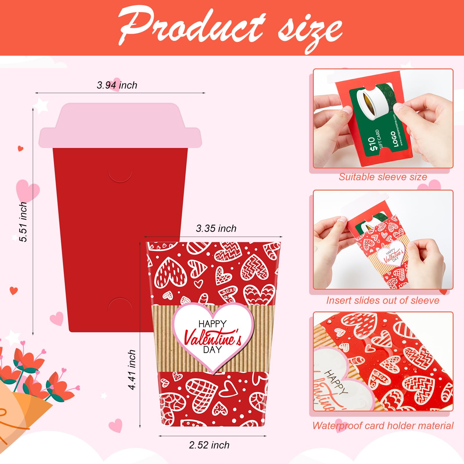 48-Pack Valentine's Day Coffee Cup Gift Card Holders - Latte-Themed Holiday Appreciation Cards for Teachers, Office, Colleagues & Business Gifts - Perfect for Classroom Rewards, Employee Recognition & Customer Appreciation