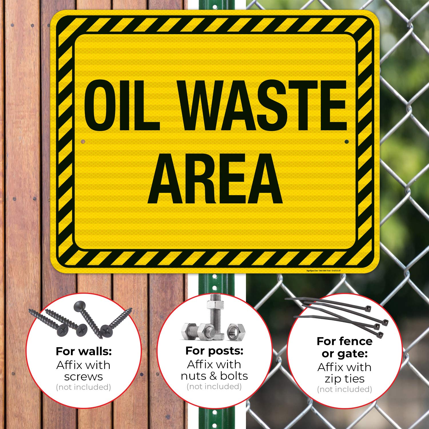 3M EGP Reflective Oil Waste Area Sign - 24x30 Inches, .080 Aluminum, Fade Resistant for Indoor & Outdoor Use - Made in USA - Ideal for Industrial Facilities, Construction Sites & Hazardous Waste Areas