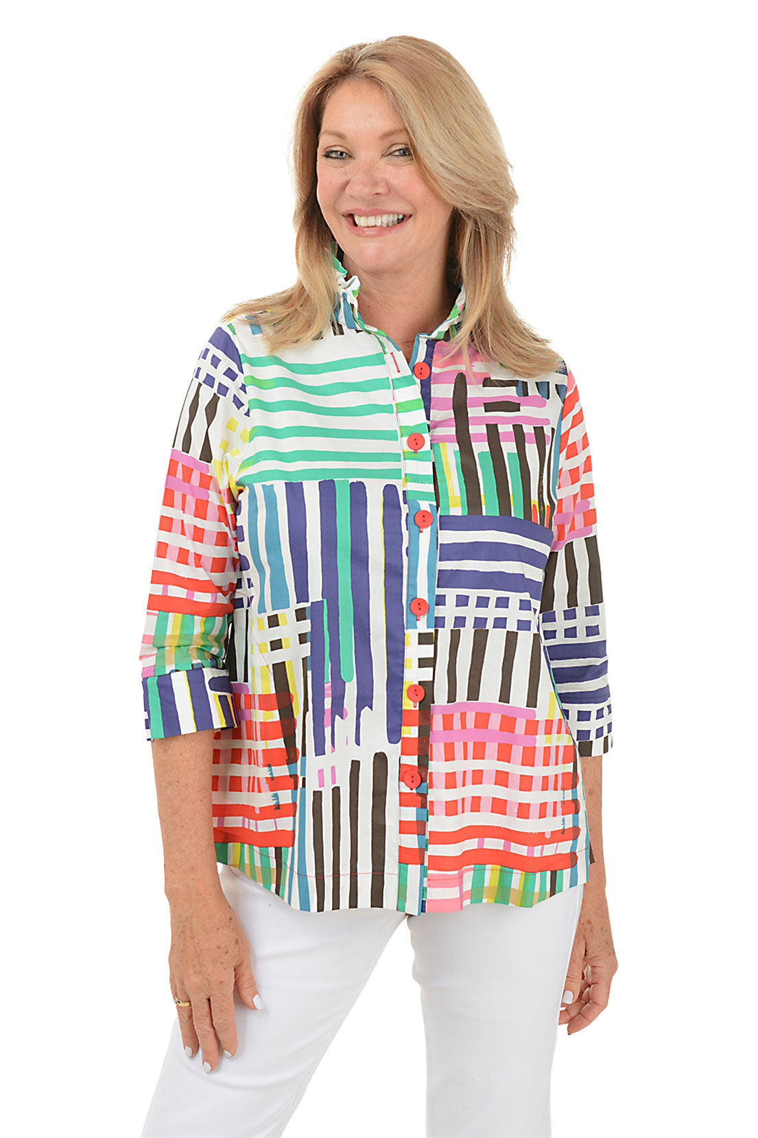 Bright Stripes Wire Collar Shirt - Stylish Men's Casual Button Down Shirt for Office, Party & Everyday Wear