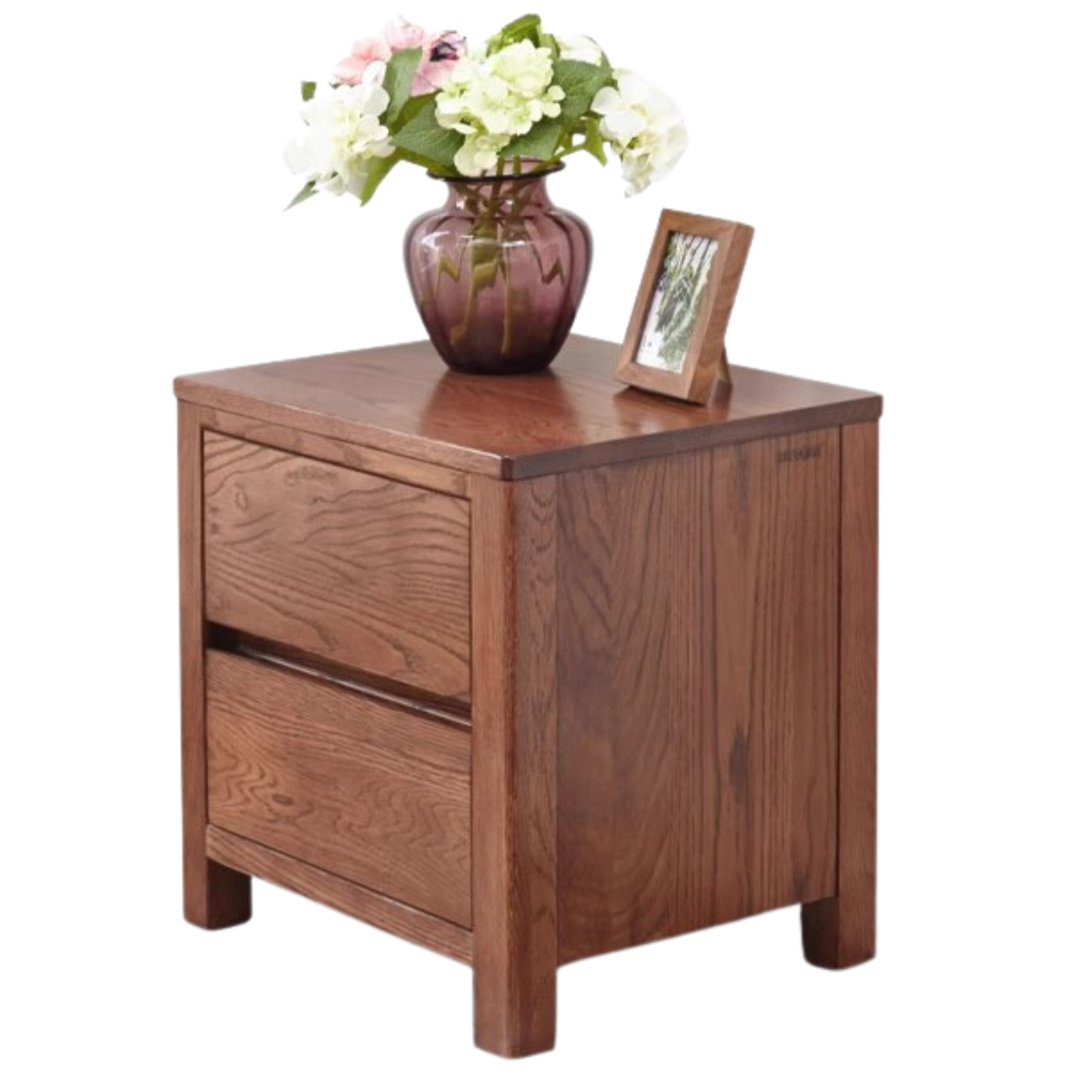 Solid Oak Wood Nightstand - Scandinavian Modern Bedside Table for Bedroom, Living Room & Nursery - Stylish & Durable Storage Solution