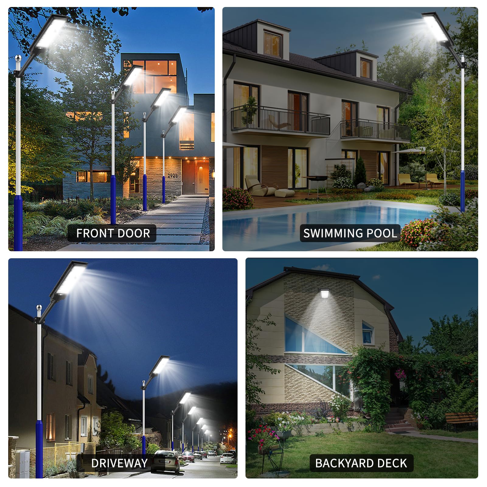 Viugreum 1000W Solar Street Lights Outdoor with Motion Sensor - 2 Pack 1080 LED 6000K IP65 Waterproof Solar Parking Lot Lights for Barn, Yard, Street, Driveway & Garden - Energy Efficient Solar Powered Security Lighting
