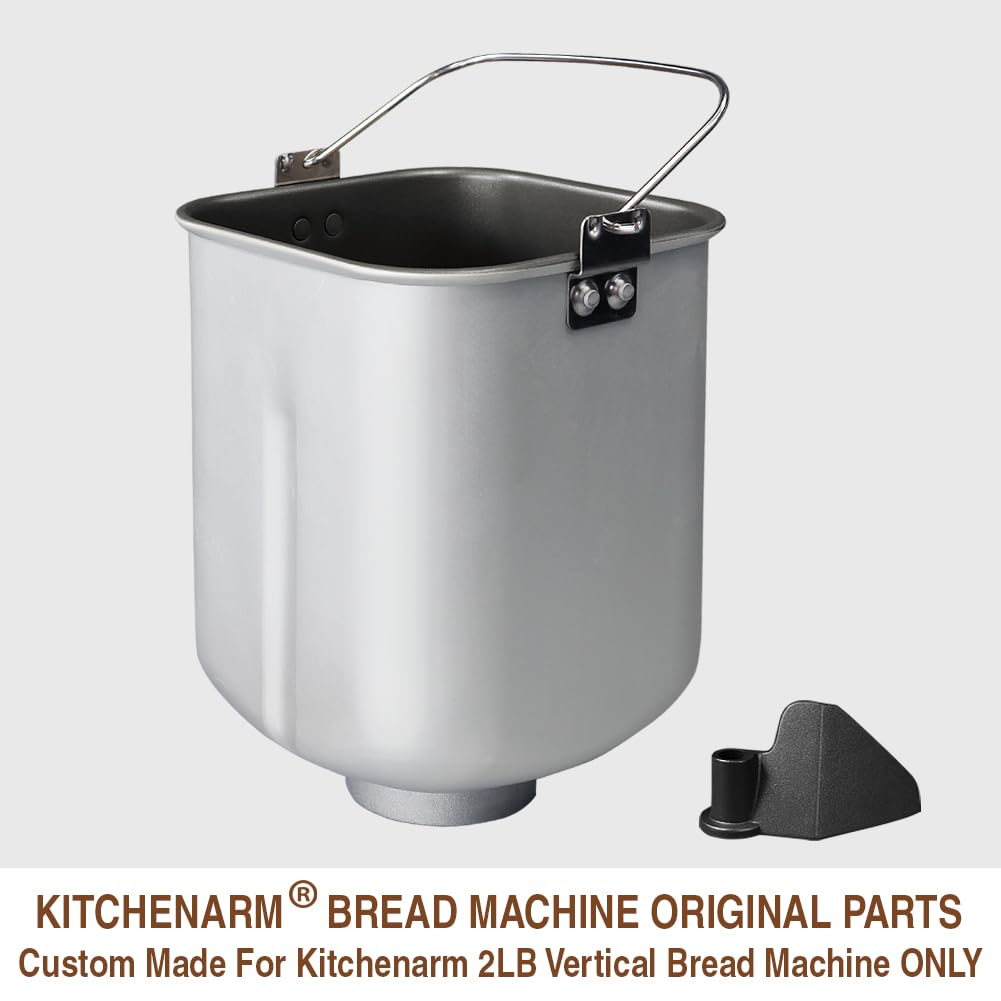 Non-Stick Bread Pan with Kneading Paddle - Replacement Part for KITCHENARM 2LB Vertical Bread Maker (Model KA8520, KA8510) | Teflon Coated Baking Accessory | Perfect for Homemade Bread, Gluten-Free Baking & Artisan Loaves