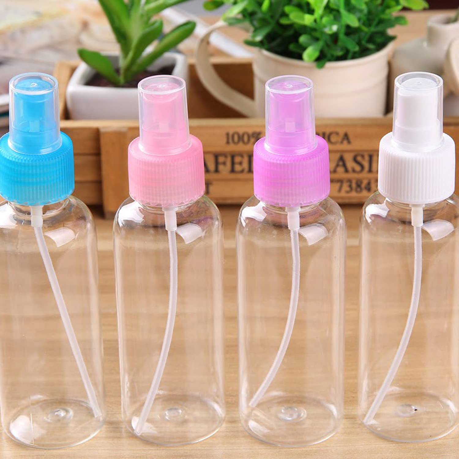 House of Quirk 6-Pack 100ml (3.4oz) Empty Mist Spray Bottles for Essential Oils, Perfumes, Hair Care & Travel - Multicolor Small Spray Containers for DIY, Aromatherapy & Home Use