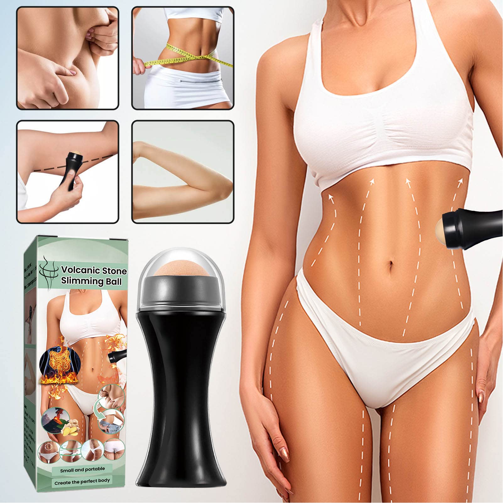 Volcanic Stone Face & Body Massage Roller for Skin Tightening, Slimming & Cellulite Reduction - Anti-Aging Facial Roller & Body Sculpting Tool for Legs, Thighs & Arms - Perfect for Home Spa & Skincare Routine