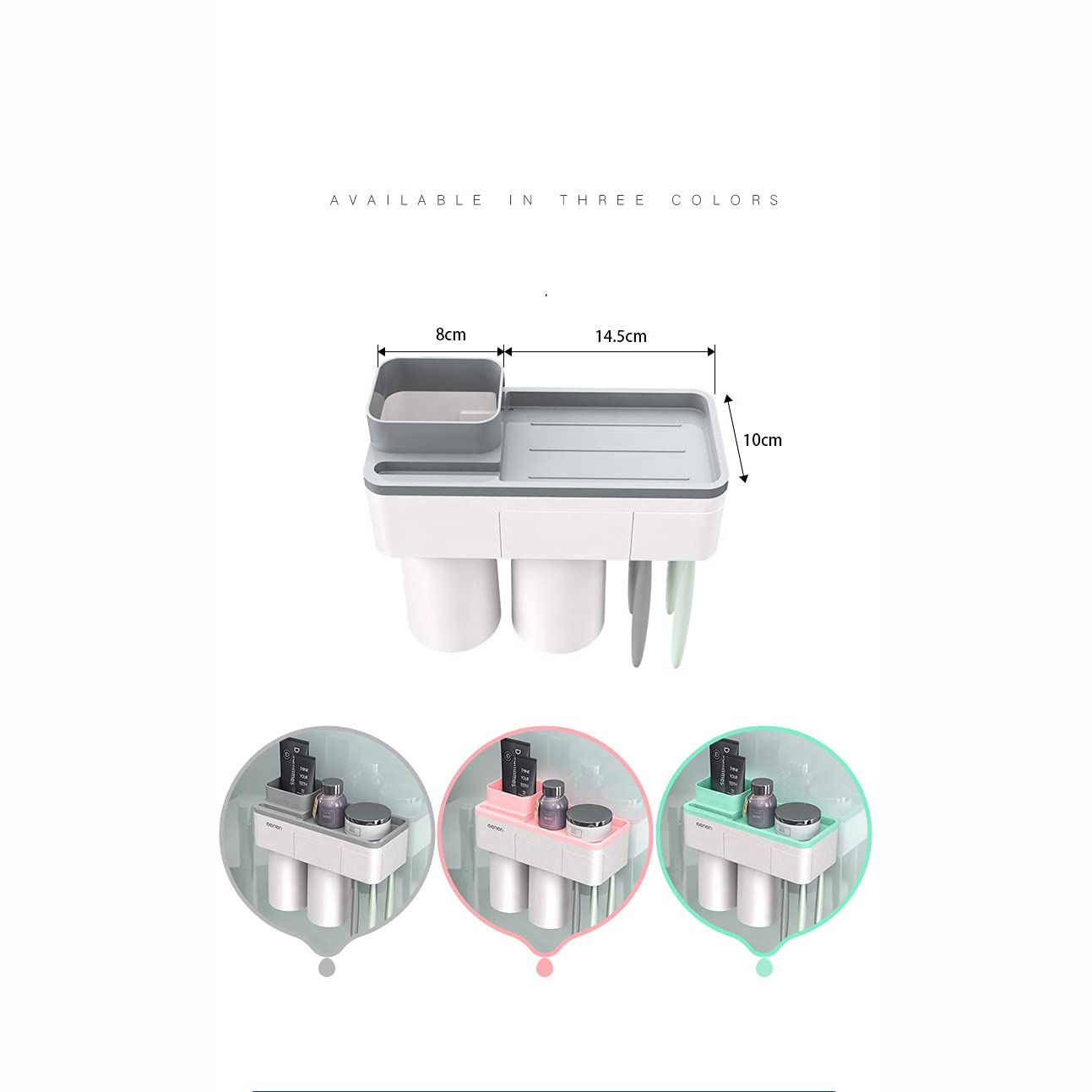 Premium Toothbrush Holder with Mouthwash Cup & Toothpaste Squeezer - 2 Cup Design (Powder) for Bathroom Organization & Countertop Storage