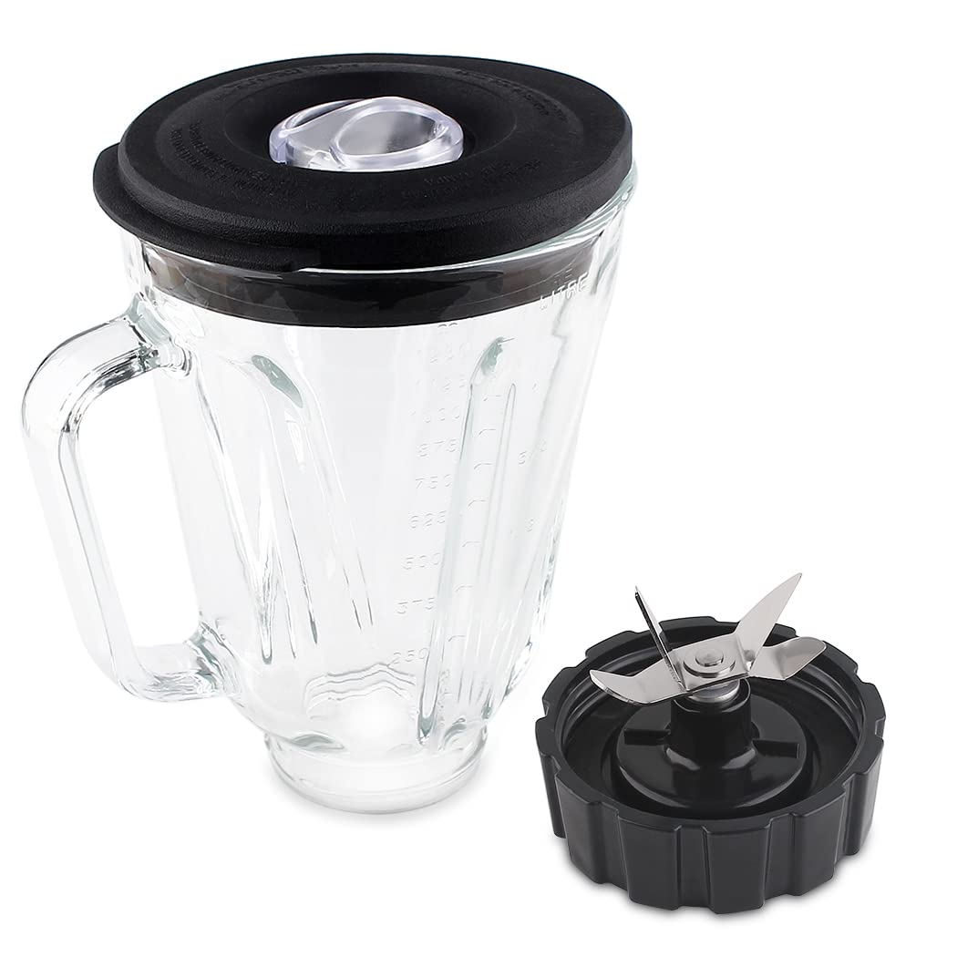 Joyparts Replacement Glass Jar with Blade & Base Cap for Hamilton Beach 5-Cup Blenders - Perfect for Smoothies, Sauces & Food Prep