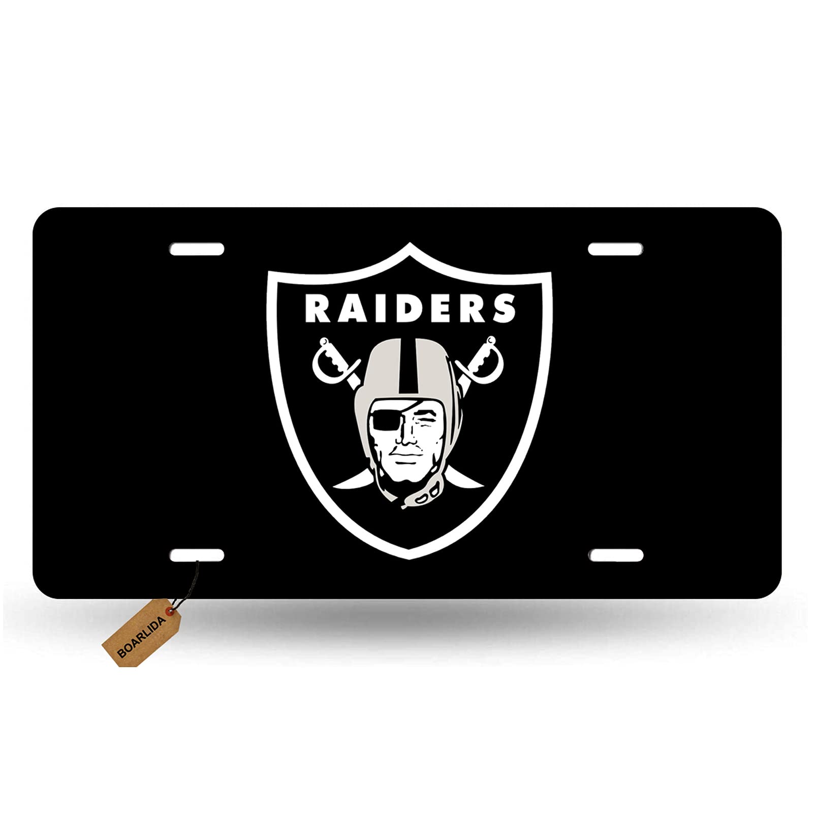 Oakland Raiders NFL Team License Plate Cover - Durable 12x6 Inch Aluminum Car Plate for Men, Women, Boys & Girls - Football Fan Accessories for Tailgating, Game Day & Car Decor