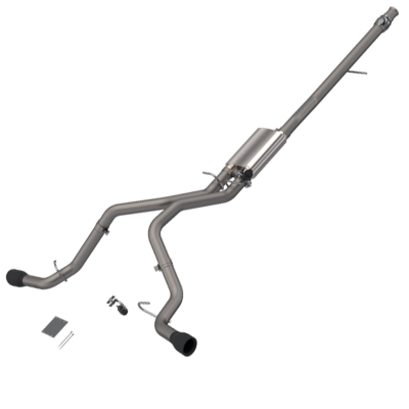 2014-2018 Chevy Silverado & GMC Sierra QTP Screamer Split Rear Exit Cat-Back Exhaust System with Black Tips - Performance Upgrade for Trucks & Off-Road Adventures