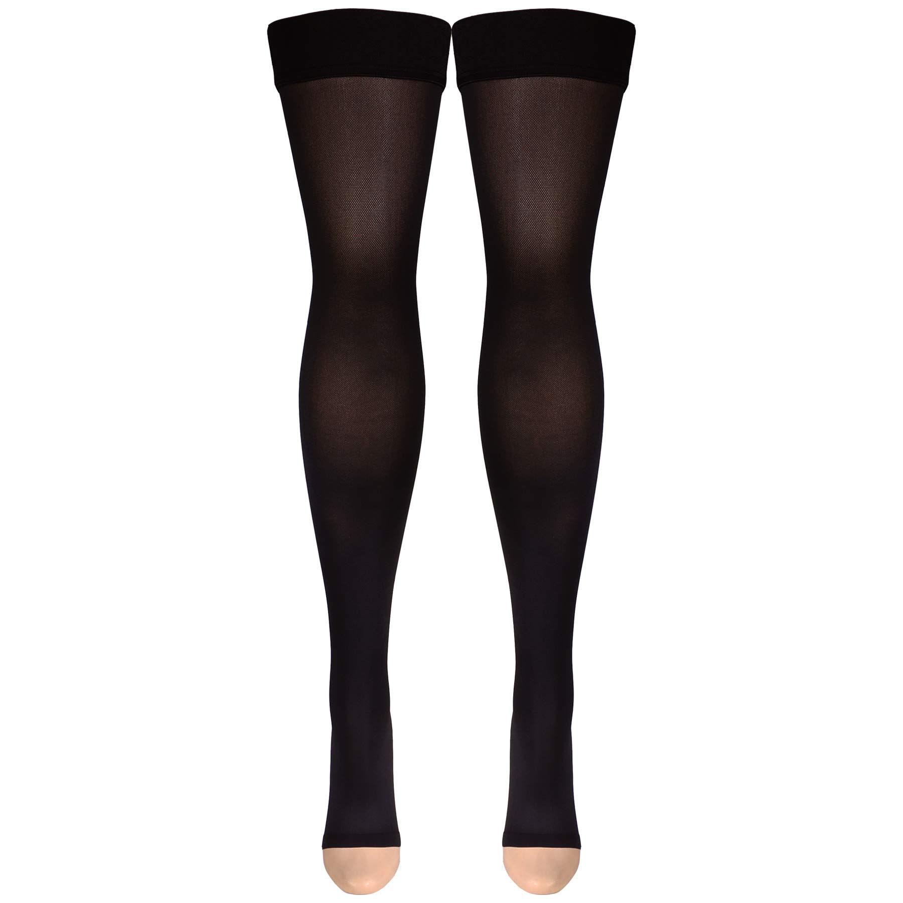 Truform Women's Thigh High Open Toe Compression Stockings - 20-30 mmHg Medical Grade Support for Varicose Veins & Swelling - Perfect for Nurses, Travel & Pregnancy