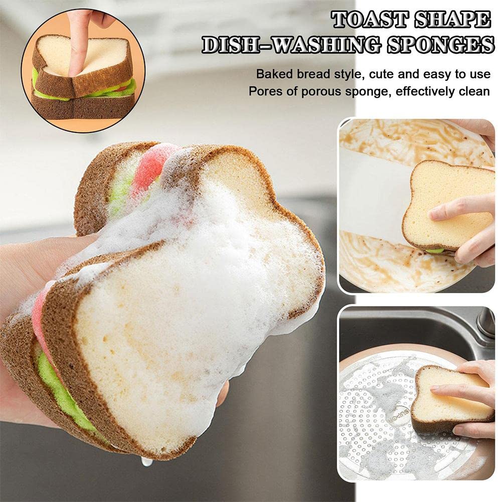2-Pack Heavy Duty Scrub Sponges - Extra Thick Sandwich Style Dish Scrubbers for Deep Cleaning | Toast-Shaped Kitchen Sponges | Durable for Pots, Pans, Dishes & Countertops | Non-Scratch Cleaning for Stainless Steel & Non-Stick Cookware
