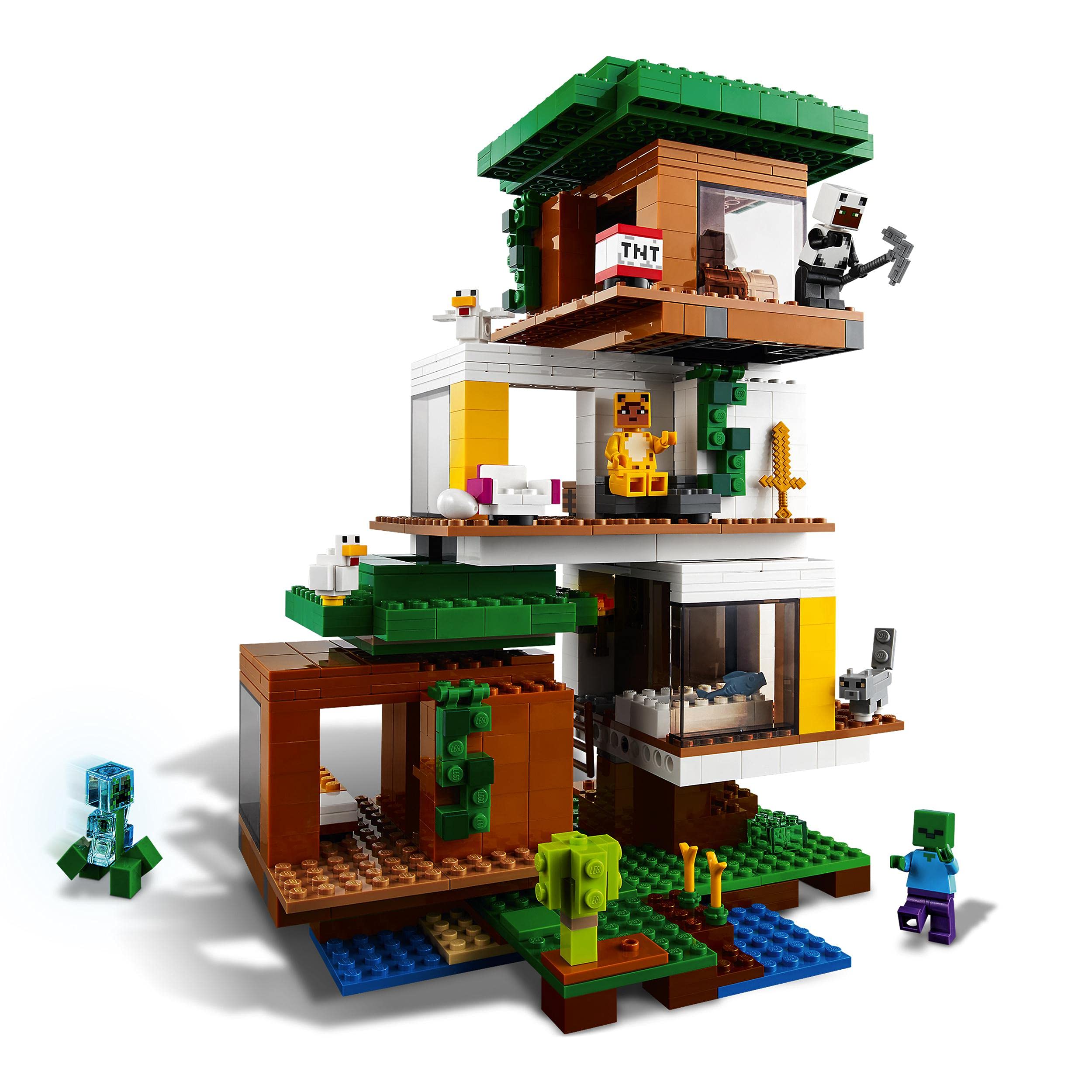 LEGO 21174 Minecraft The Modern Treehouse Building Kit - Creative Construction Toy with Creeper Figure, Collectible Model for Kids, Boys & Girls | Perfect for Minecraft Fans, Birthday Gifts & STEM Learning Activities