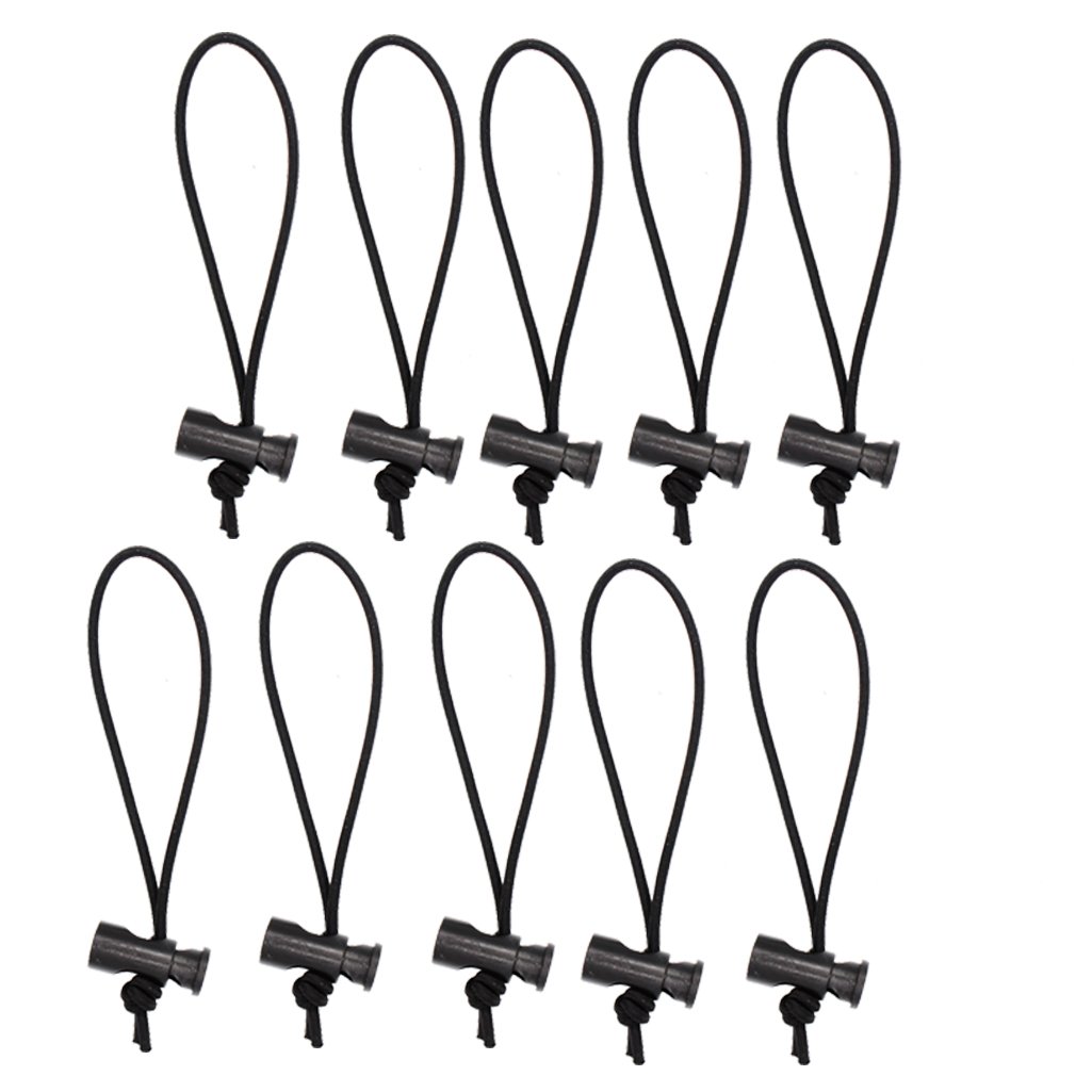 Foto&Tech Multipurpose Extra Thick Elastic Cable Ties (10-Pack, 16CM, Black) - Adjustable Reusable Cord Organizer for Home Office, Computer, TV & Electronics Cable Management - Tangle-Free Wire Straps for Neat Desks & Entertainment Centers