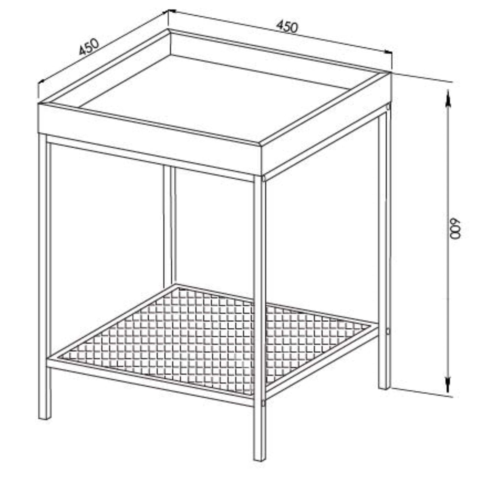 Modern Grey Wash 2-Tier Side Table with Black Frame - Urban Style Accent Table for Living Room, Bedroom, or Office