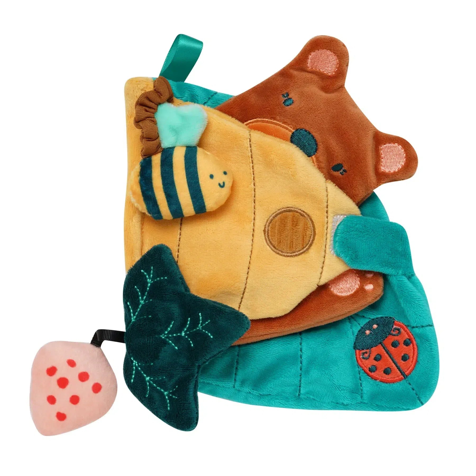 Manhattan Toy Sensory Soft Book - Happy Hive Baby Activity Book for Early Learning & Tactile Development | Perfect for Newborns, Infants & Toddlers | Interactive Cloth Book for Sensory Play & Storytime