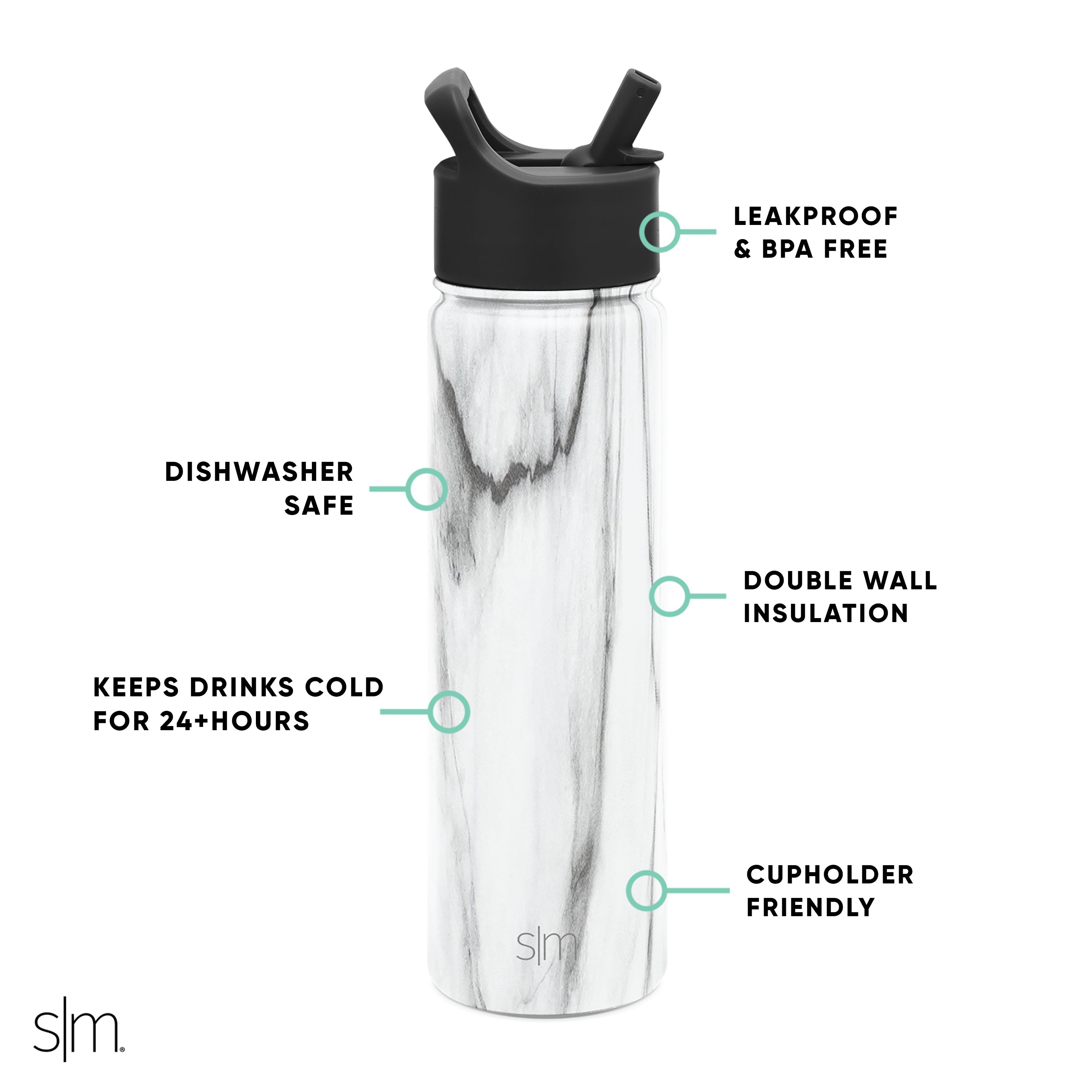 Summit Insulated Water Bottle with Straw Lid - Leakproof, BPA-Free Stainless Steel for Hiking, Gym & Outdoor Activities