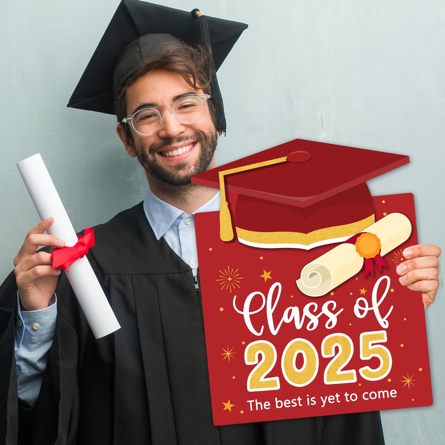2025 Graduation Yard Sign - Outdoor Lawn Decoration for Class of 2025 - Durable Red Graduation Sign - Perfect for Backyard Celebrations & Photo Backdrops