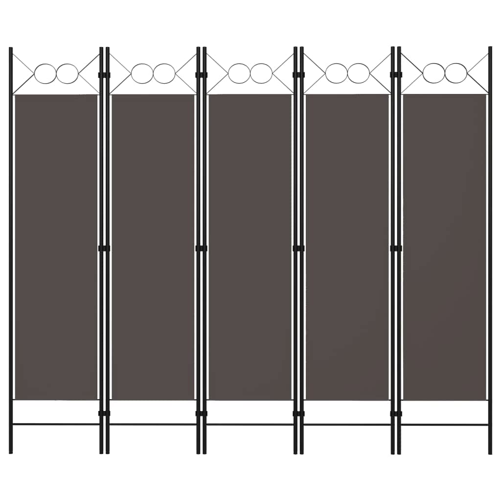 5-Panel Folding Room Divider Privacy Screen - Freestanding Office Partition with Industrial Modern Style in Anthracite - Perfect for Home, Office, Studio & Event Space Separation