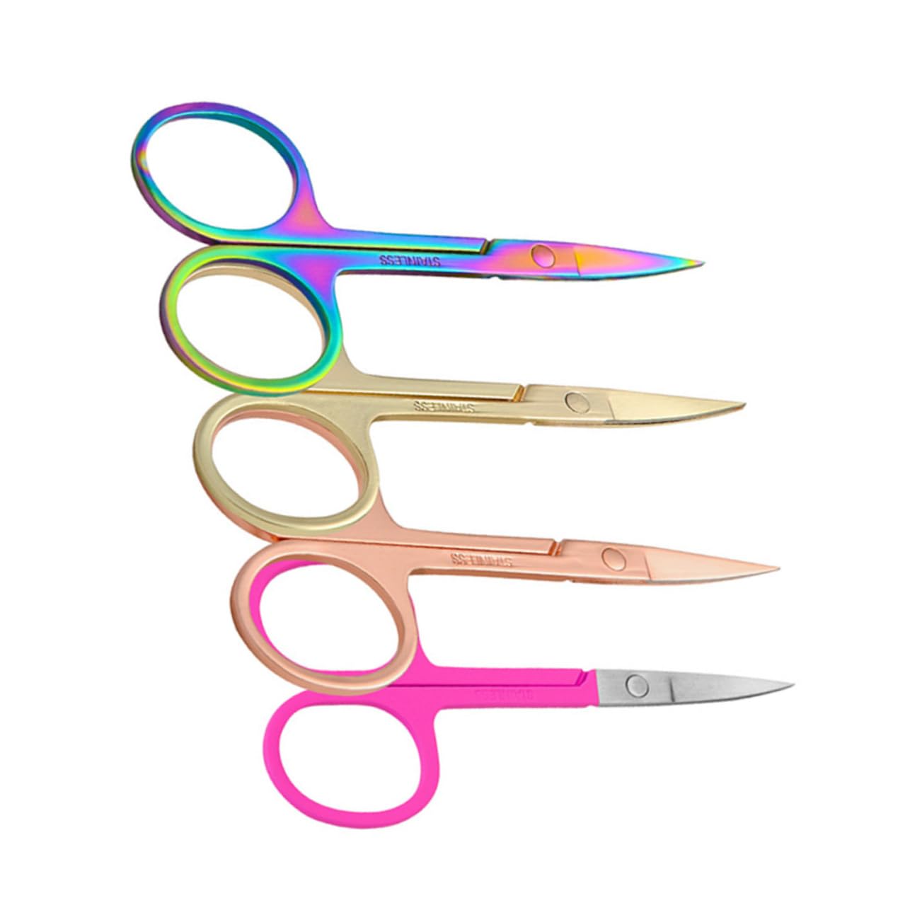 4PCS Professional Nose Hair Trimmer & Eyebrow Scissors Set - Stainless Steel Grooming Scissors for Men & Women - Precise Nose Hair, Eyebrow, Mustache & Facial Hair Trimming - Perfect for Travel, Home & Salon Use