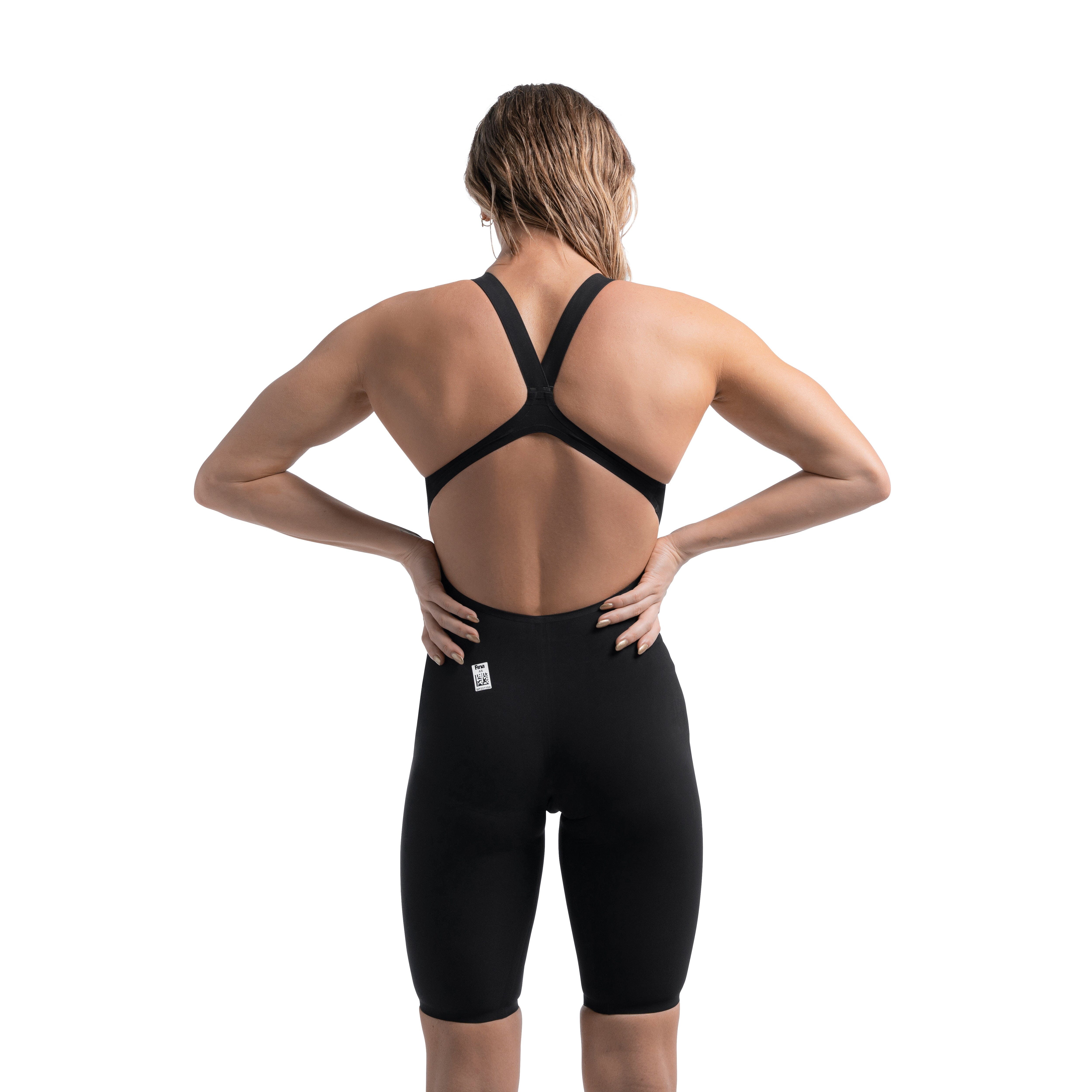 Speedo Fastskin LZR Pure Valor 2.0 Openback Women's Kneeskin Swimsuit - Black Competition Swimwear for Professional Training & Racing
