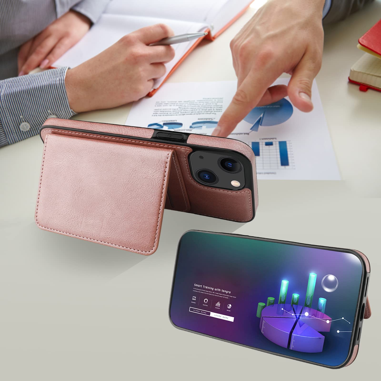 Premium PU Leather iPhone 13 Wallet Case with MagSafe - Magnetic Detachable Flip Cover, RFID Blocking, Card Slots & Kickstand | Wireless Charging Compatible 6.1