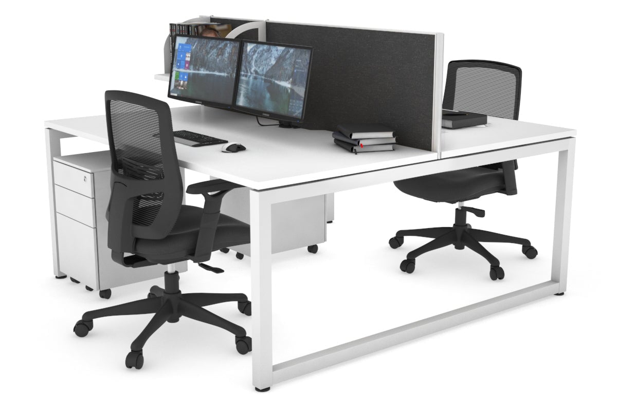 Quadro Loop Legs 2 Person Office Workstation - 1600L x 800W with Cable Management - Modern Shared Desk for Collaborative Workspaces & Home Offices