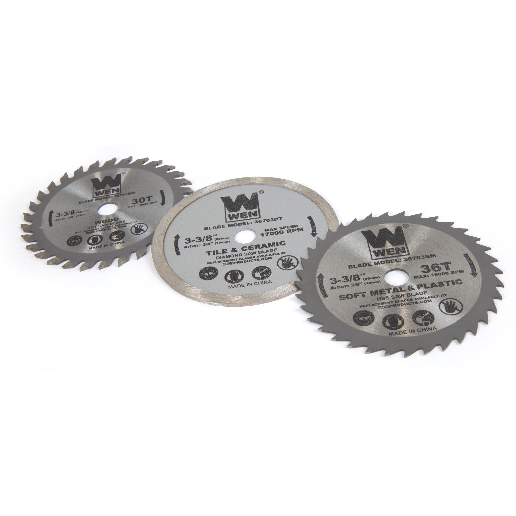 WEN R36703 4.2 Amp 3-3/8 Inch Compact Circular Saw with Laser Guide, Carrying Case & 3 Blades (Refurbished) - Perfect for DIY Projects, Woodworking, and Home Renovations